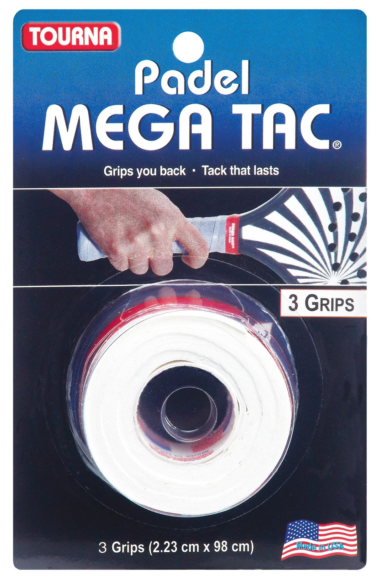 Griffband Overgrip Padel Mega Tac (extreme Griffigkeit, haltbar, breit) weiss