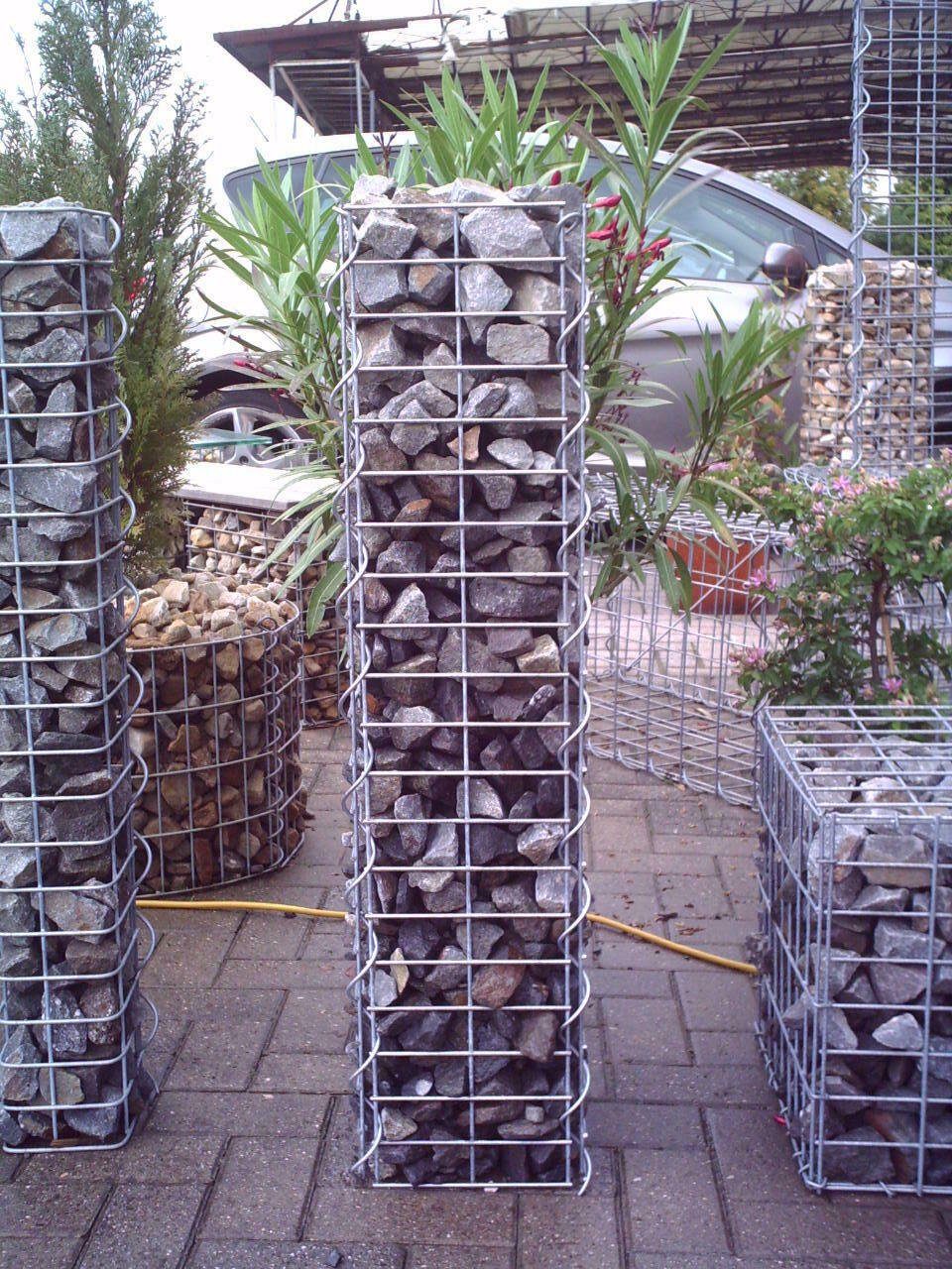 Defactoshop Gabionenzaun Gabionen-Steinsäule Eckig Dekorative Gabionen Säule