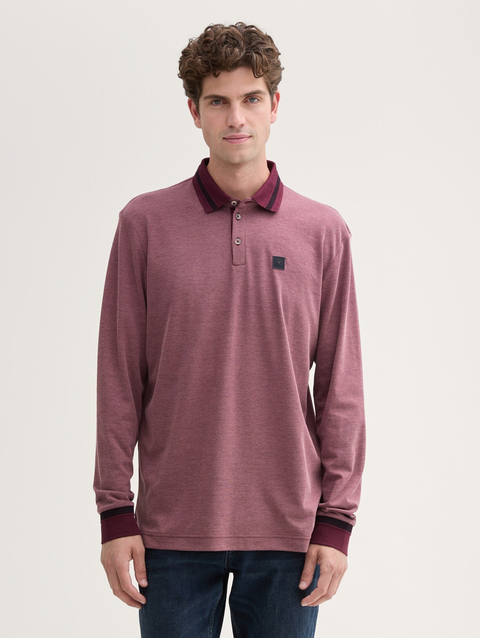 Langarm-Poloshirt Langarm Poloshirt mit Logo Badge
