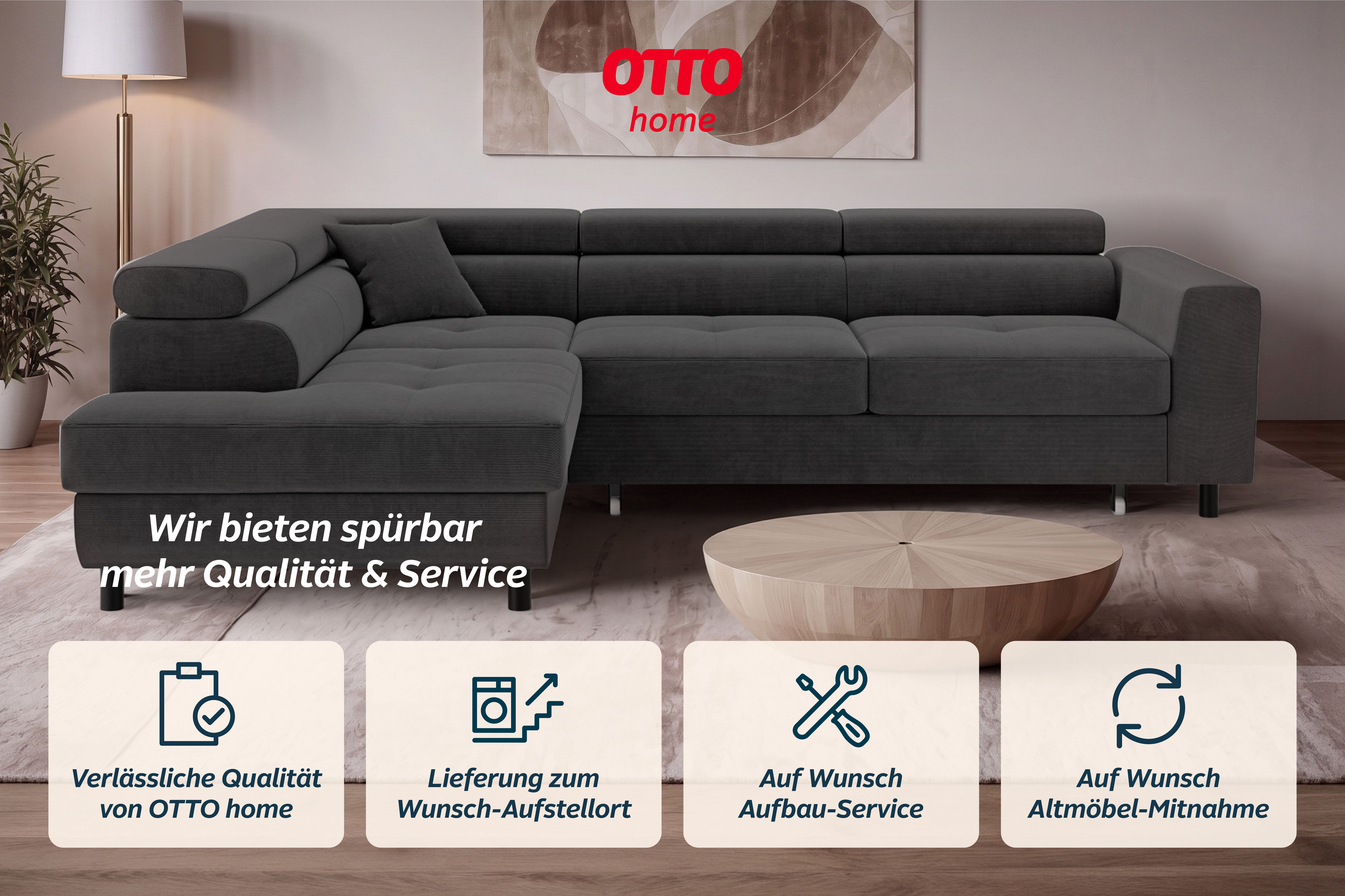 OTTO home Ecksofa AADEN Schlafsofa 254 cm - OTTO. Verlässliche Qualität., mit Bettfunktion, Bettkasten, Kopfstützen, rechts/links bestellbar – Bild 5 von 5