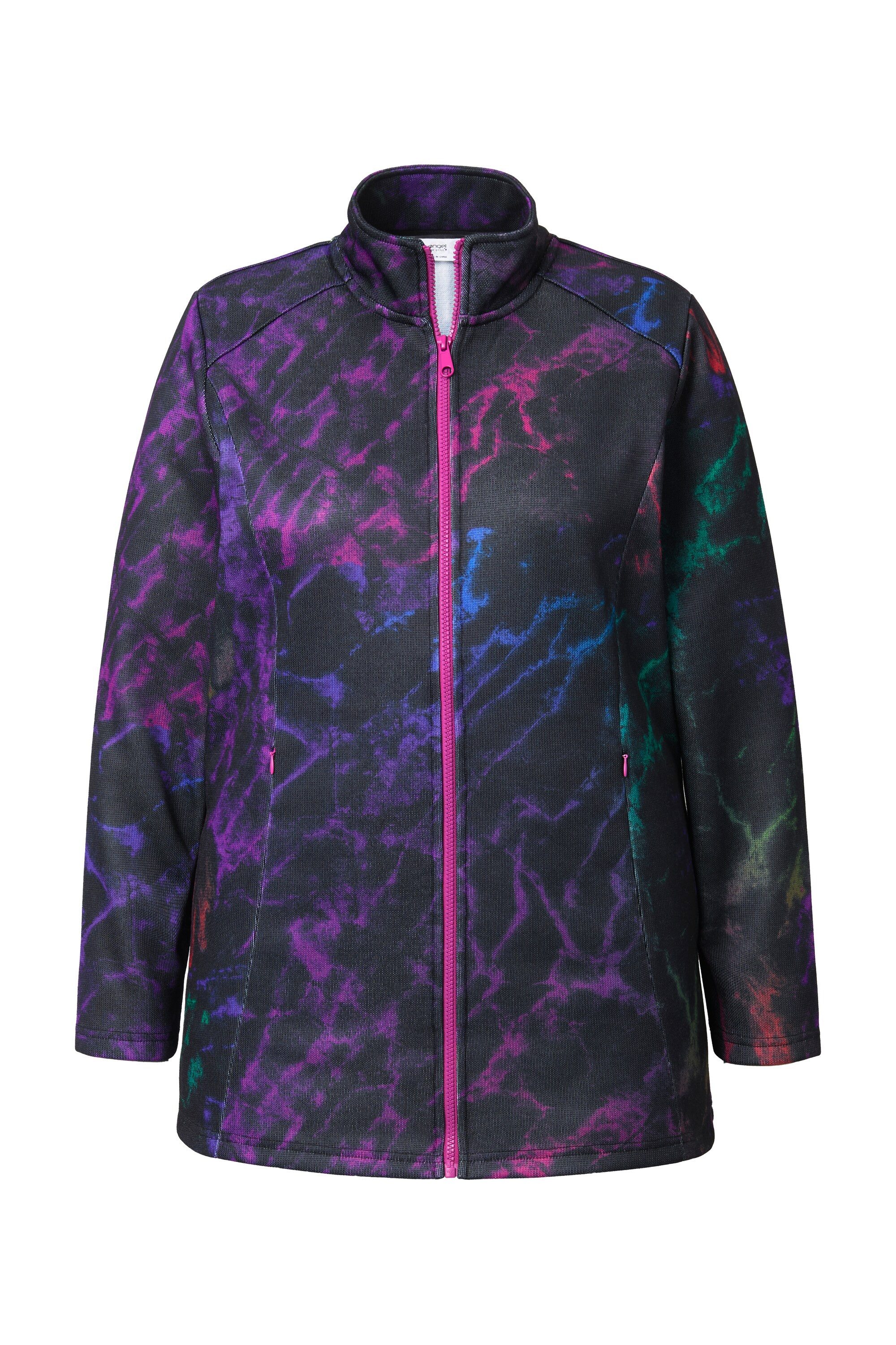 Angel of Style Sommerjacke Strickfleece-Jacke farbiger Alloverdruck
