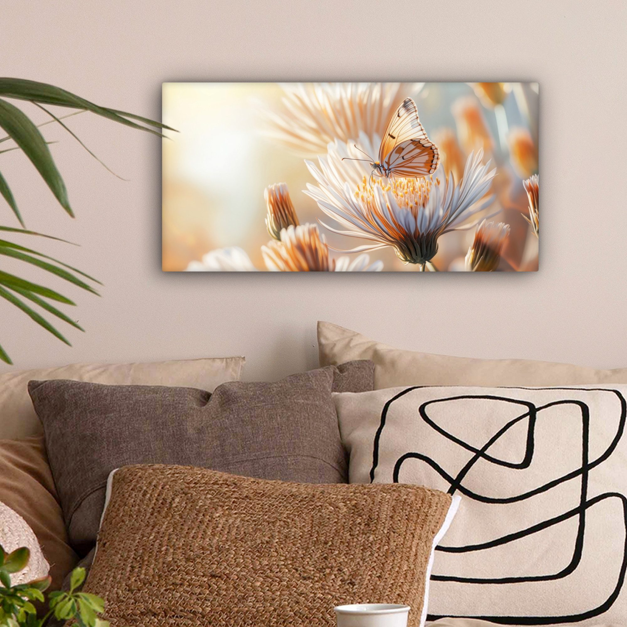 OneMillionCanvasses® Leinwandbild Panorama Schmetterling - Blume günstig online kaufen