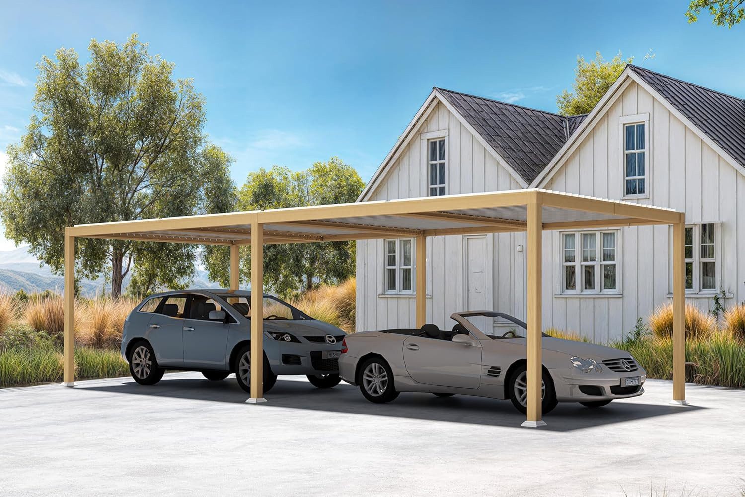 PURPLE LEAF Pergola Alu Terrassenüberdachung mit Lamellendach, stabiler Gartenpavillon, wasserdichte Gartenüberdachung für Balkon, Carport oder Grillplatz