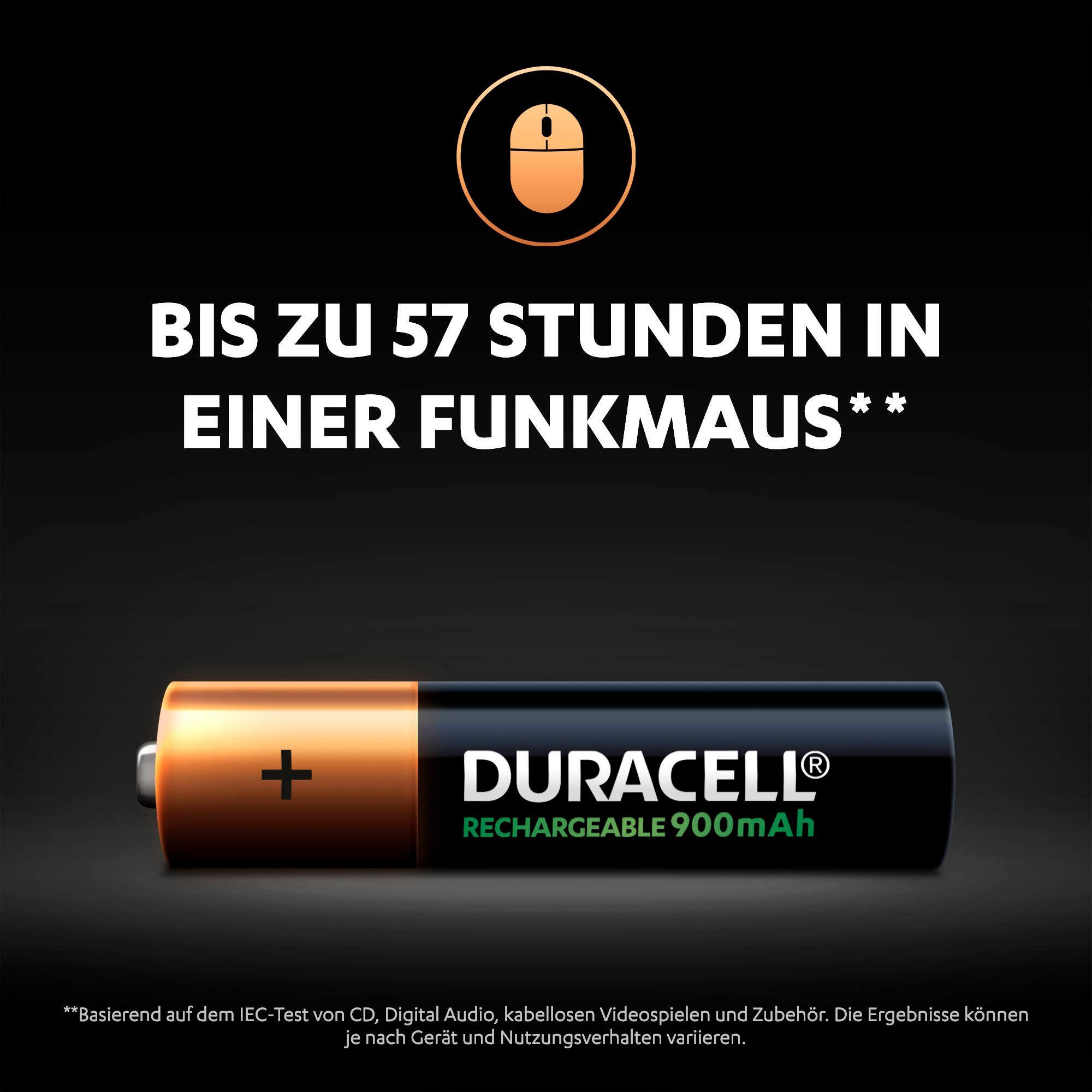 Rechargeable 900mAh 4er Duracell St) (4 Batterie, AAA Pack