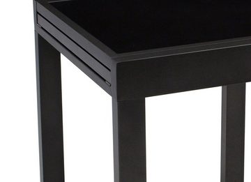 DEGAMO Gartentisch TORINO (1-St), 65x65cm, ausziehbar auf 130cm, Aluminium anthrazit, Glas schwarz