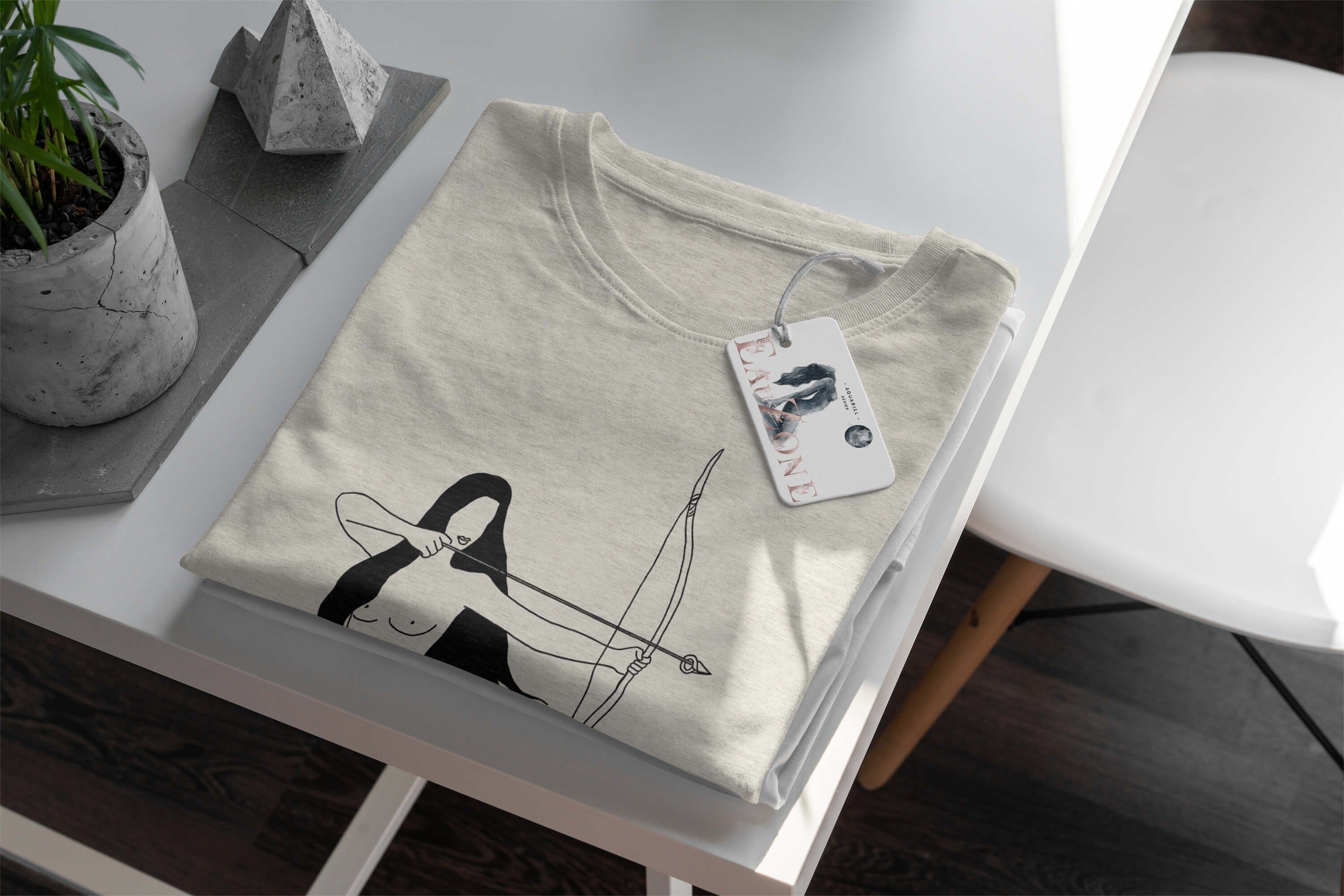 Schütze T-Shirt Art aus Bio-Baumwolle 100% gekämmte Herren Sinus (1-tlg) T-Shirt Sternzeichen Shirt Nachhaltig Ökomode Motiv