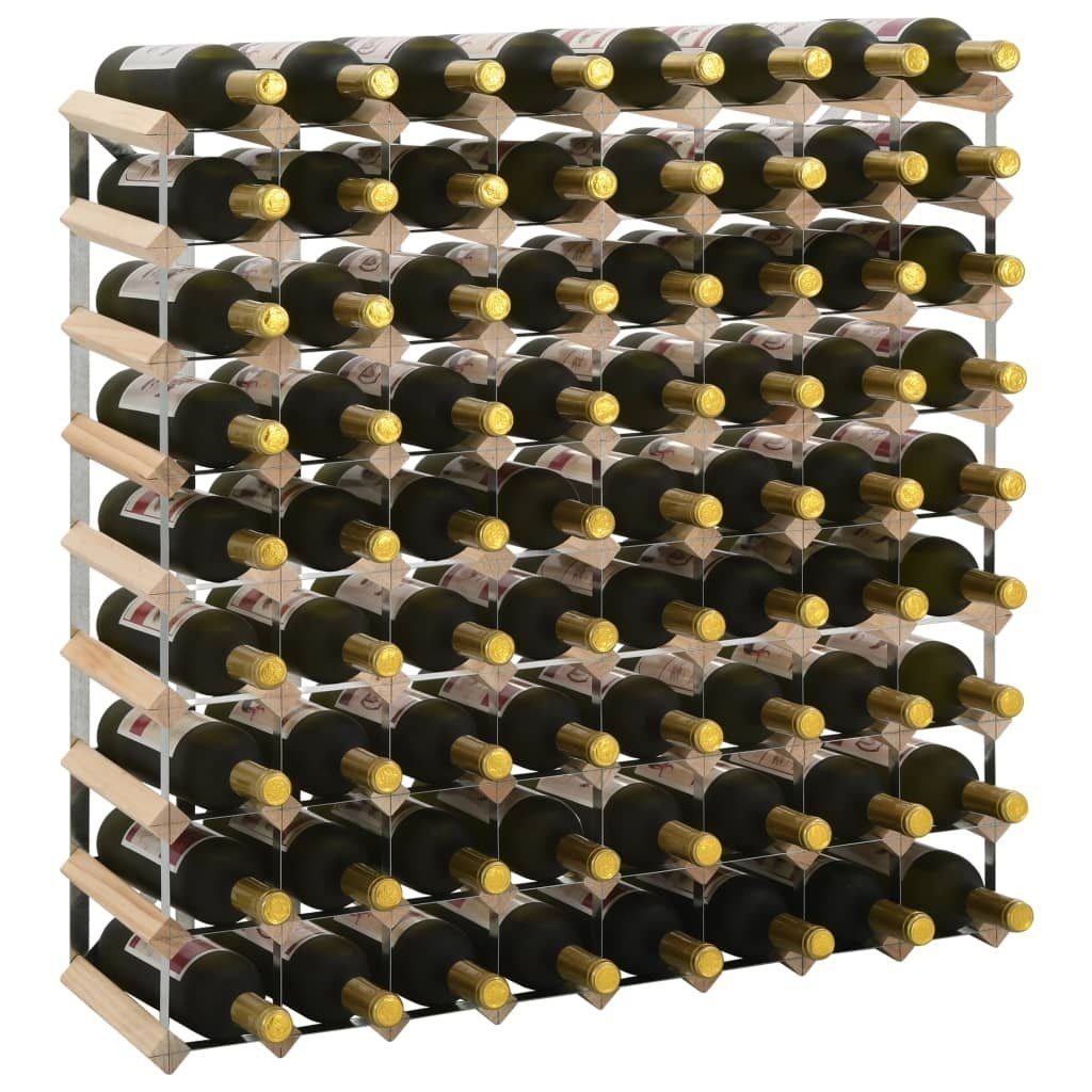 vidaXL Weinregal aus Stahl, Massivholz in Kiefer (hell), L/B/H: 80x22x80 cm