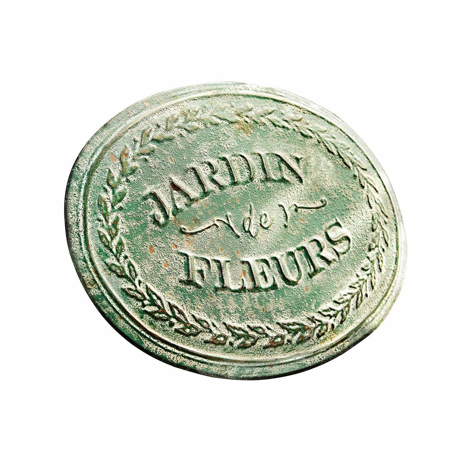 Mirabeau Wanddekoobjekt Deko-Schild Jardin de Fleurs antikgrün