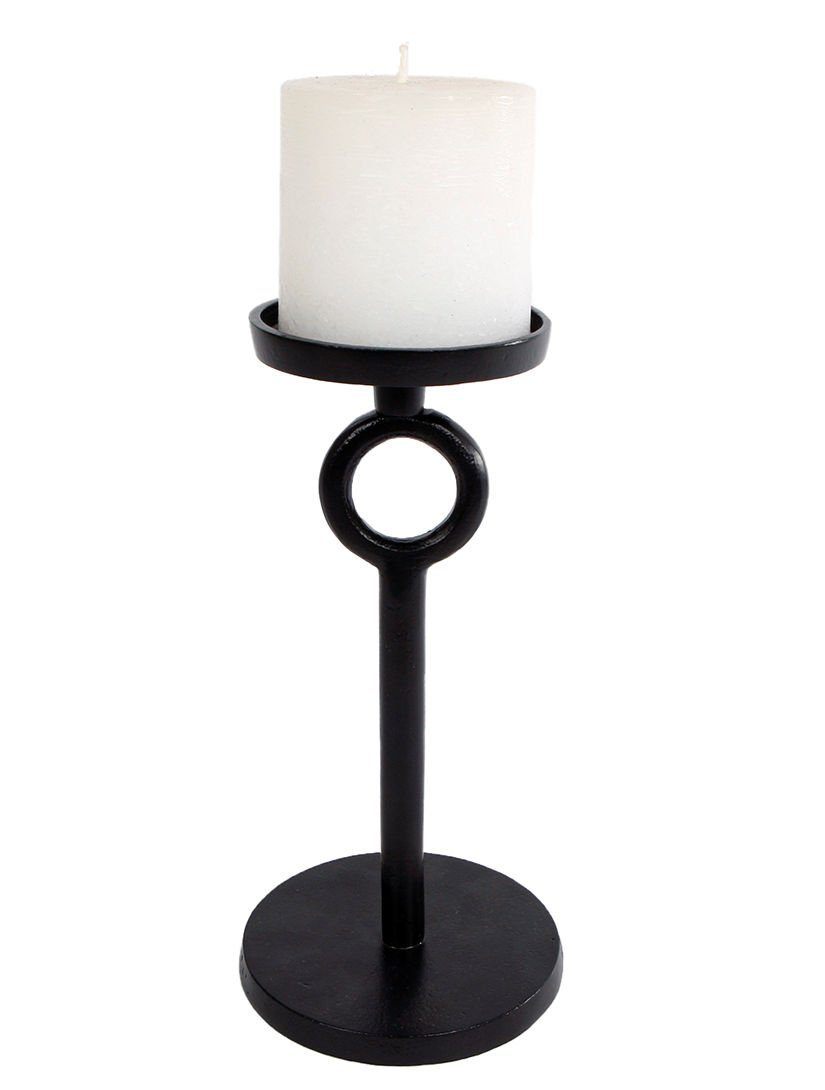 Spetebo Kerzenständer Aluminium Kerzenständer schwarz - 21 cm / groß (Einzelstück, 1 St., 1 Kerzenständer), Metall Tisch Deko Stumpen Kerzen Halter modern klein