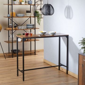 CARO-Möbel Säulen-Esstisch BRAGA, Bartisch aus Metall in schwarz und MDF in braun Industrial Style Konso
