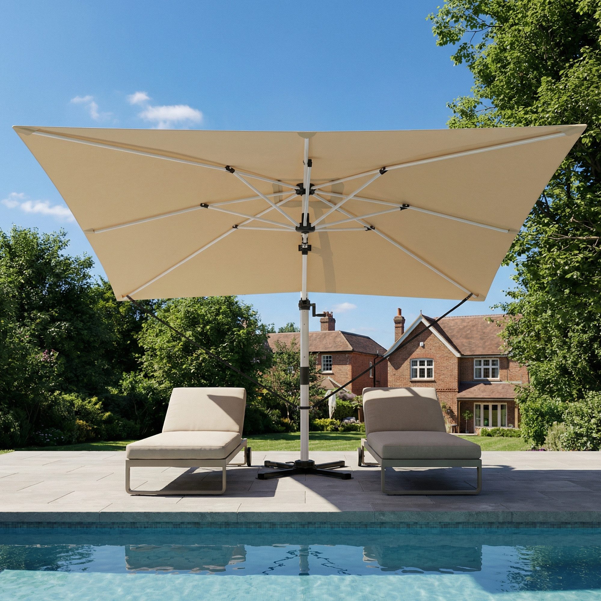 HOMALL Sonnenschirm 300x400 cm Ampelschirm mit Ständer, 360 Grad drehbar, UV-Schutz 50+, 300*400CM, φ330CM, 270*270CM, Gewicht 18-28KG, faltbar, geeignet für Garten, Terrasse, Schwimmbad