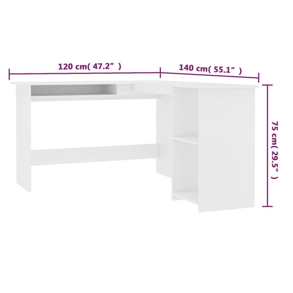 DOTMALL Weiß Computertisch Form, Stauraum,120x140x75 mit L Eckschreibtisch in cm