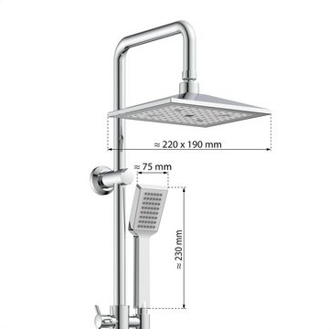 Eisl Duschsystem EASY COOL, Höhe 95 cm, Regendusche ohne Armatur, Duschsystem mit Seifenschale, Duschbrause