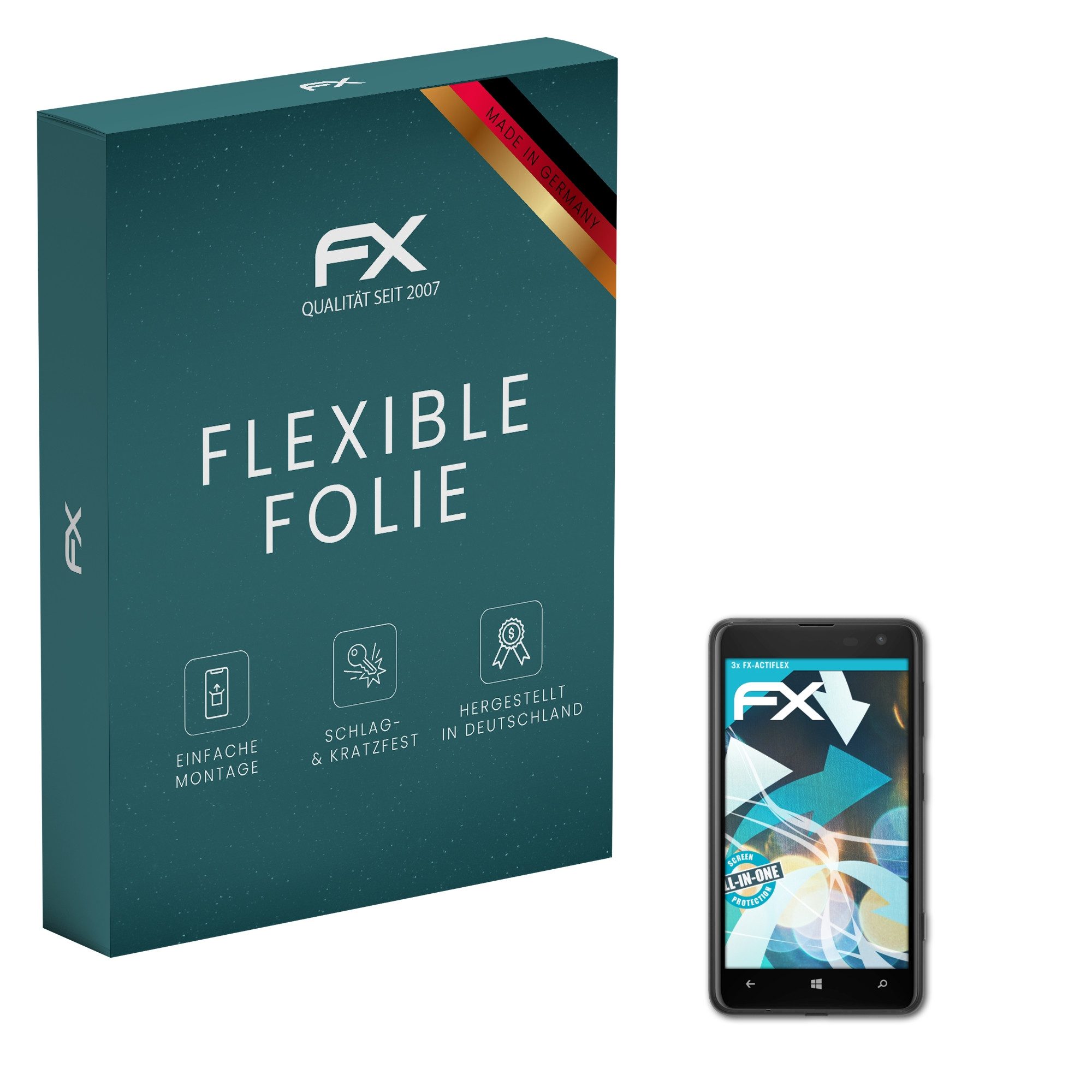 atFoliX Schutzfolie Displayschutzfolie für Nokia Lumia 625, (3 Folien), Ultraklar und flexibel