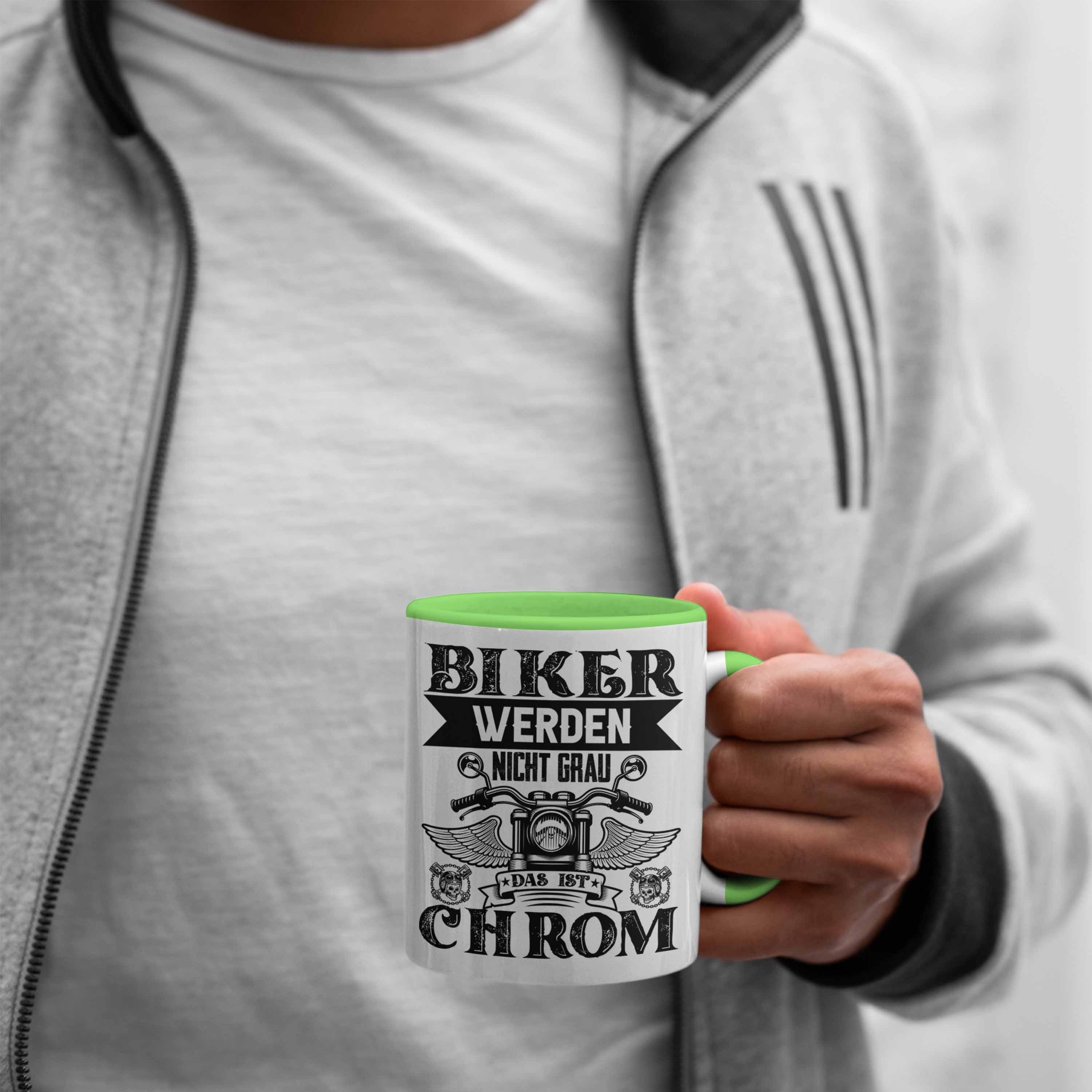 Grau Biker Geschenk Motorradfahrer Männer Trendation - Tasse Trendation Biker Grün Werden Lustiger für Nicht Tasse Spruch