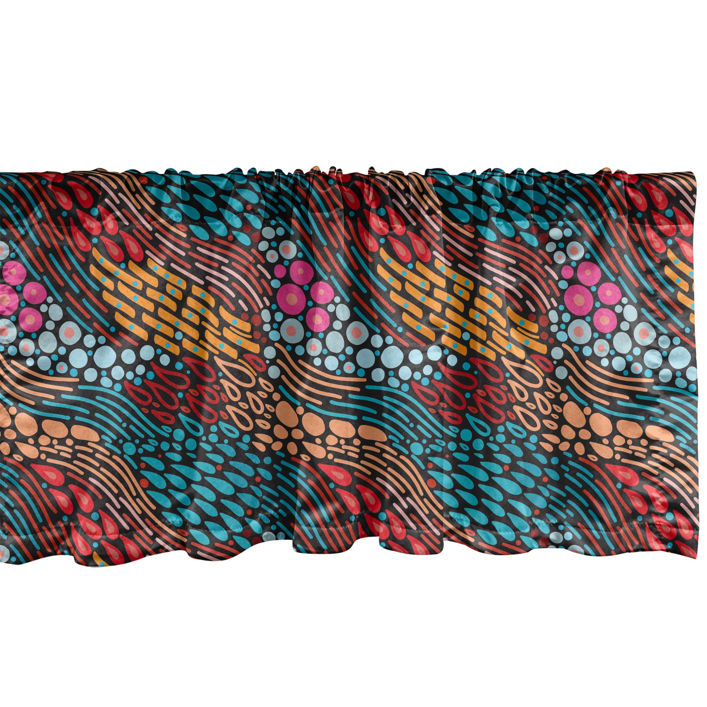 Scheibengardine Vorhang Volant für Küche Schlafzimmer Dekor mit Stangentasche, Abakuhaus, Microfaser, Abstrakt Wellenförmige Diagonal Ornament