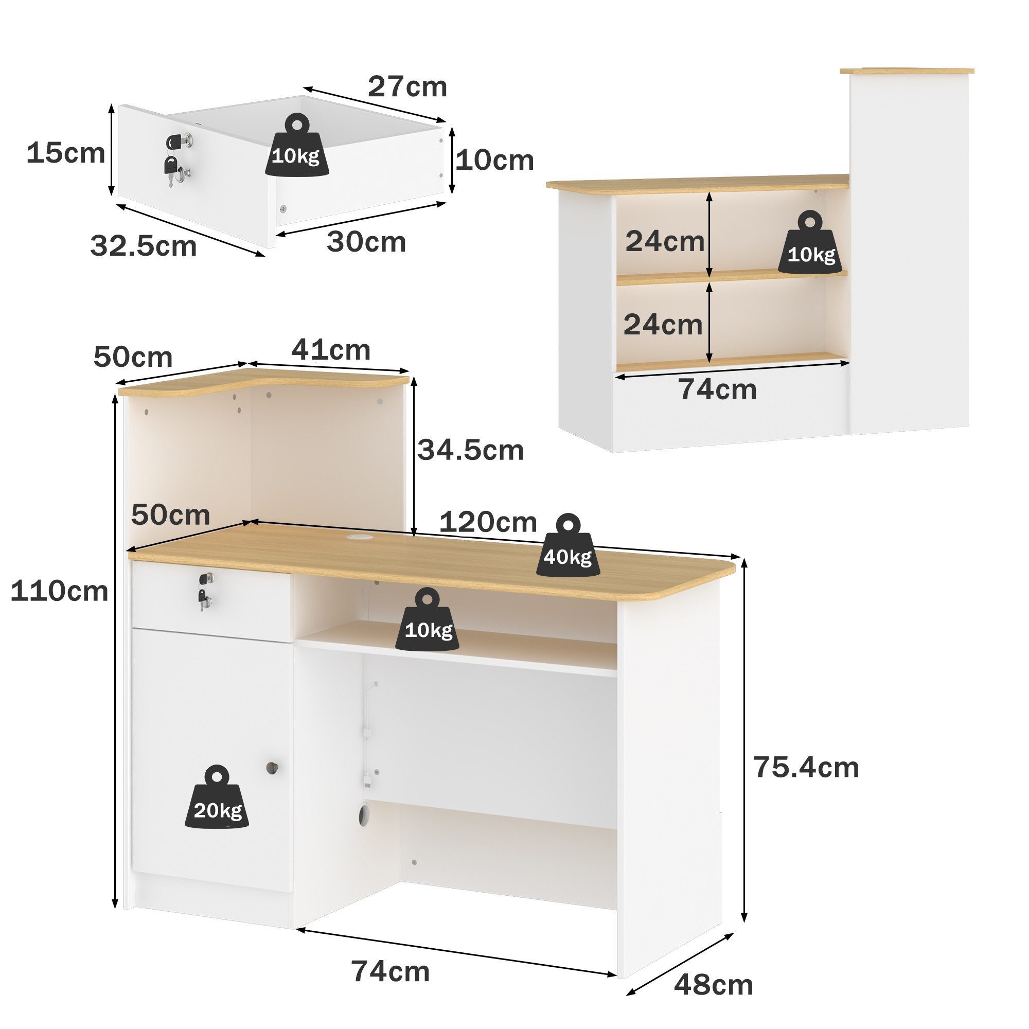 FUFU&GAGA Empfangstheke mit Schubladen günstig online kaufen