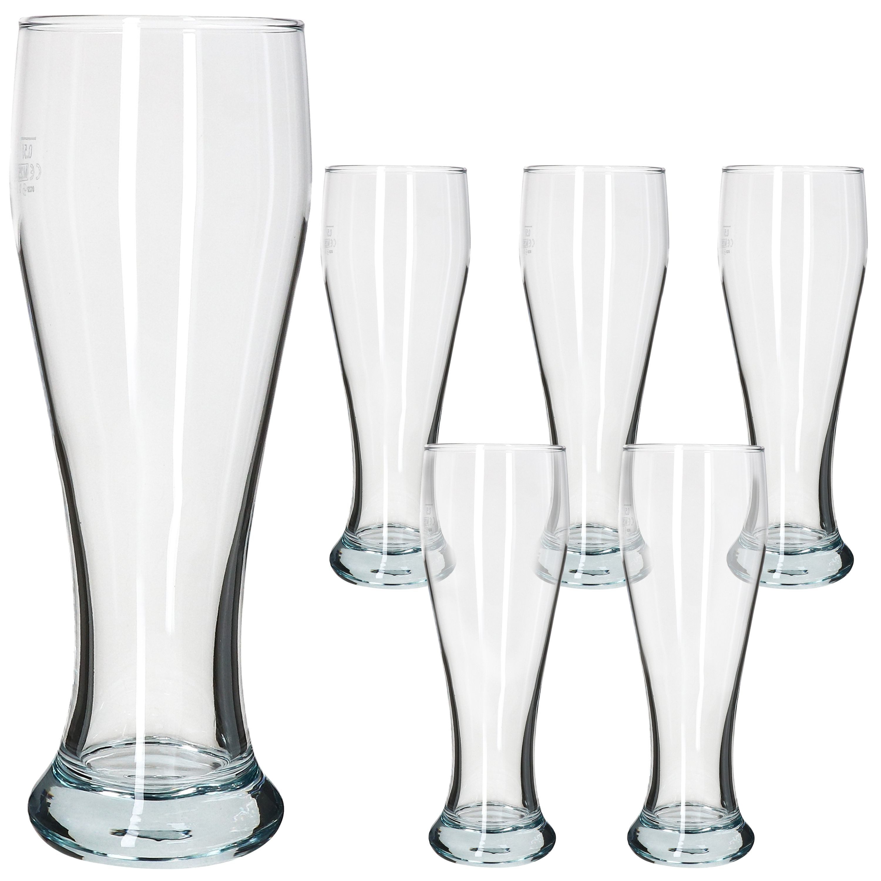 MamboCat Bierglas MamboCat 6x Sepp Weizenbiergläser Set 0,5 L geeicht Klarglas Weißbier, Glas