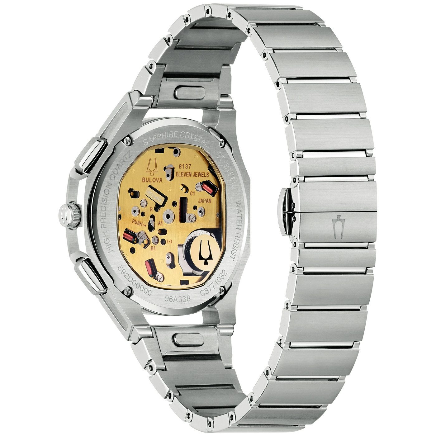 Bulova Chronograph Curv 96A338, Quarzuhr, Armbanduhr, Herrenuhr, Edelstahlarmband, analog