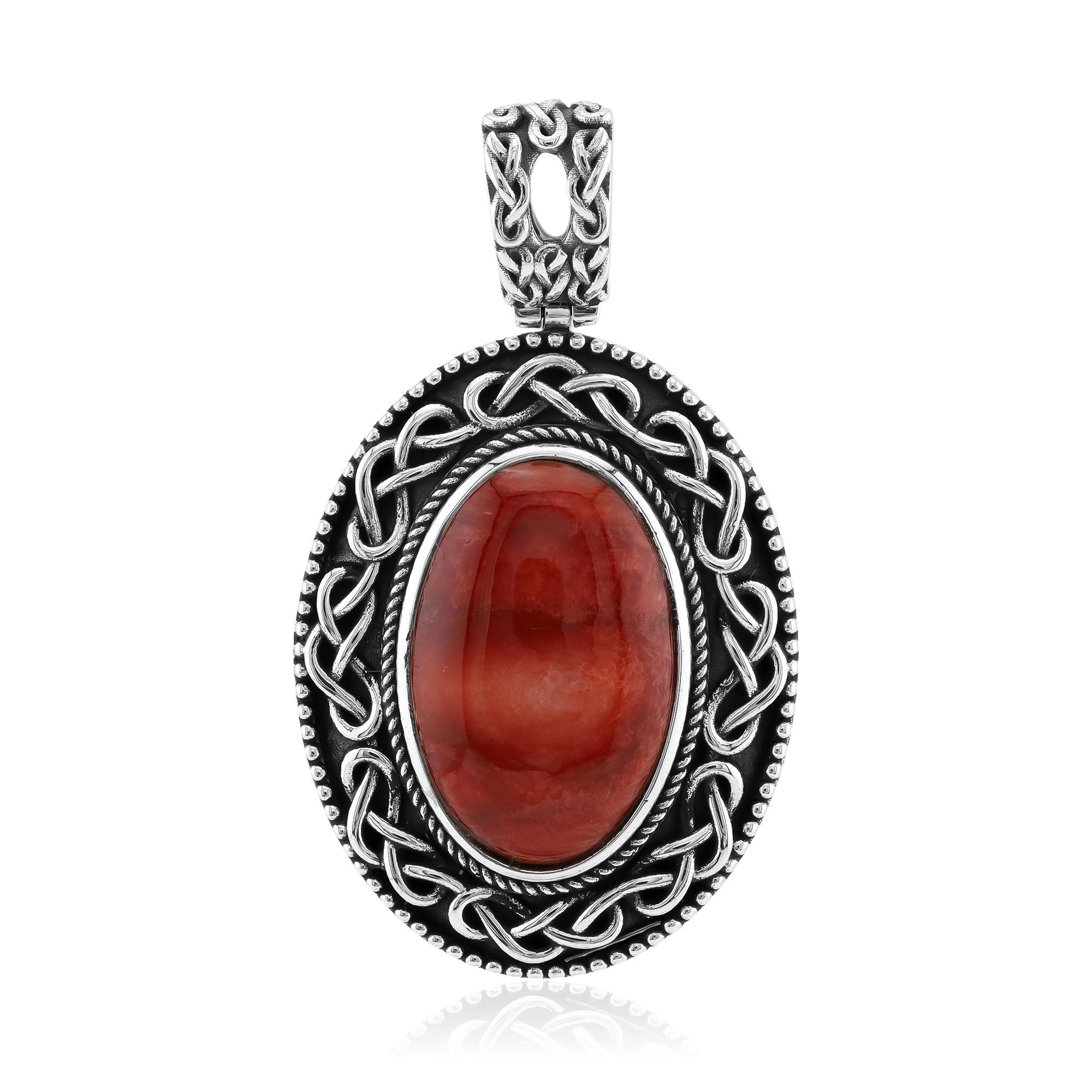 Cavill Kettenanhänger Cavill oxidierter Silberanhänger 6,82 ct orange Stachelauster oval (1-tlg)