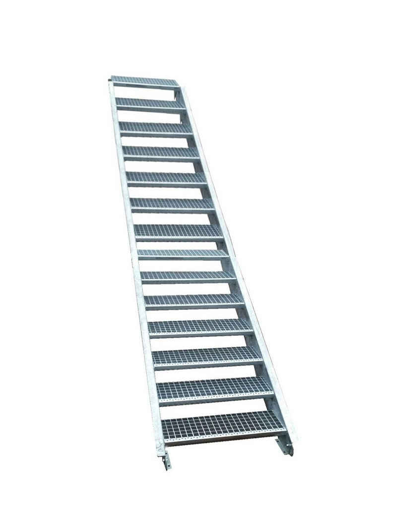 SRM Design Außentreppe 14 Stufen Stahltreppe Breite 70 cm Geschosshöhe 210-280cm inkl Zubehör