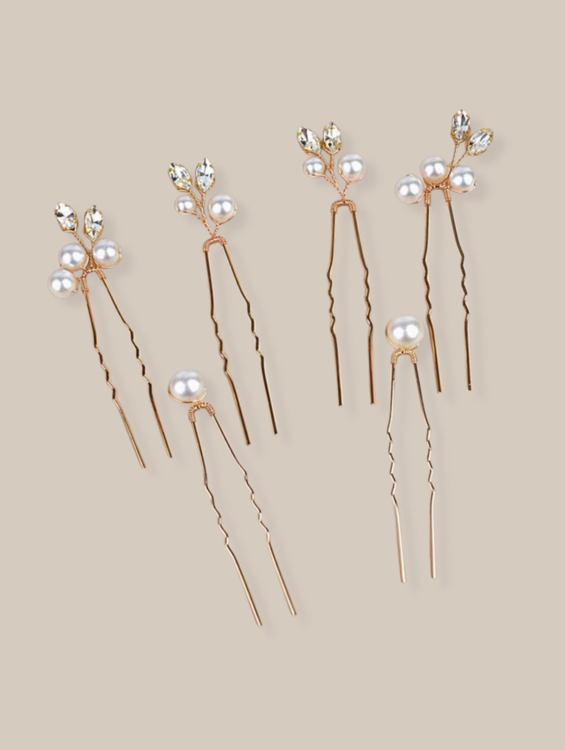 ANNIS WIESBADEN EST. 2021 Haarnadeln handgefertigte Haarnadeln mit Perlen & Kristallen, Haarklammern gold, Haarnadelset bestehend aus 6 Haarnadeln