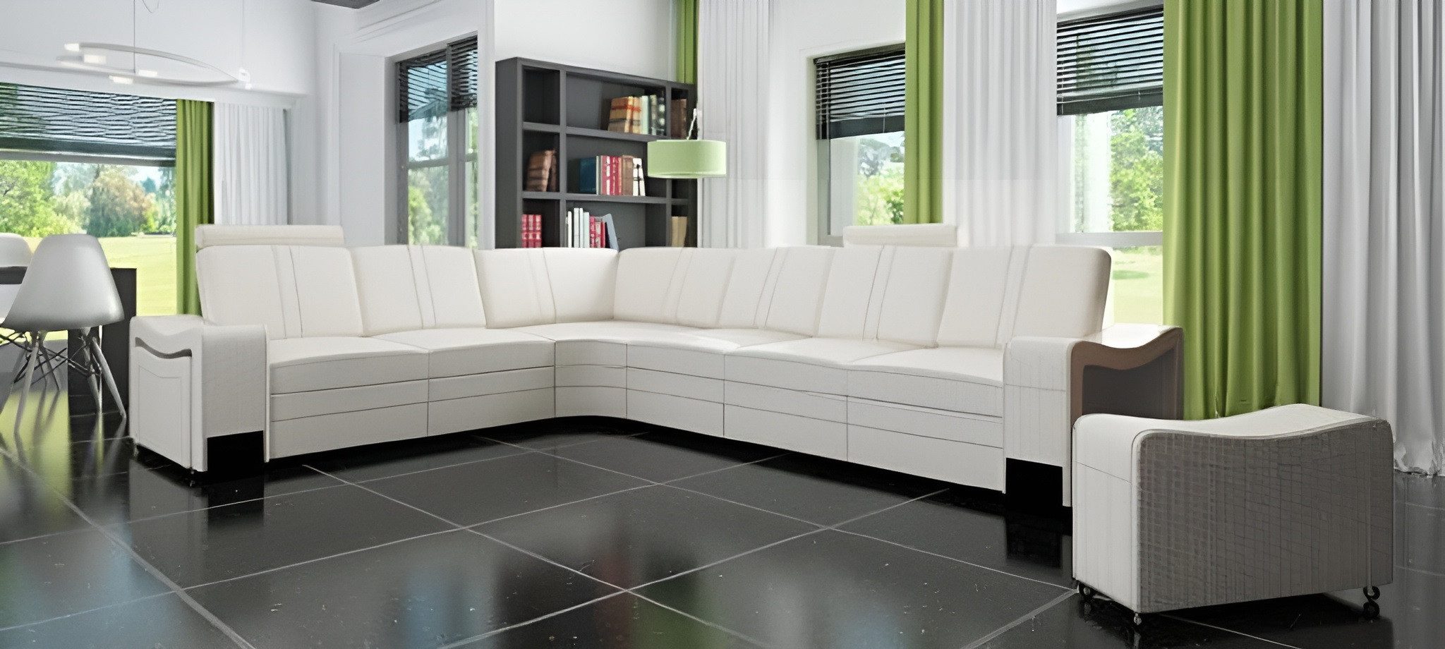 Xlmoebel Ecksofa Stoffcouch mit USB-Ladestation und modernem Design, Ecksofa, Hergestellt in Europa