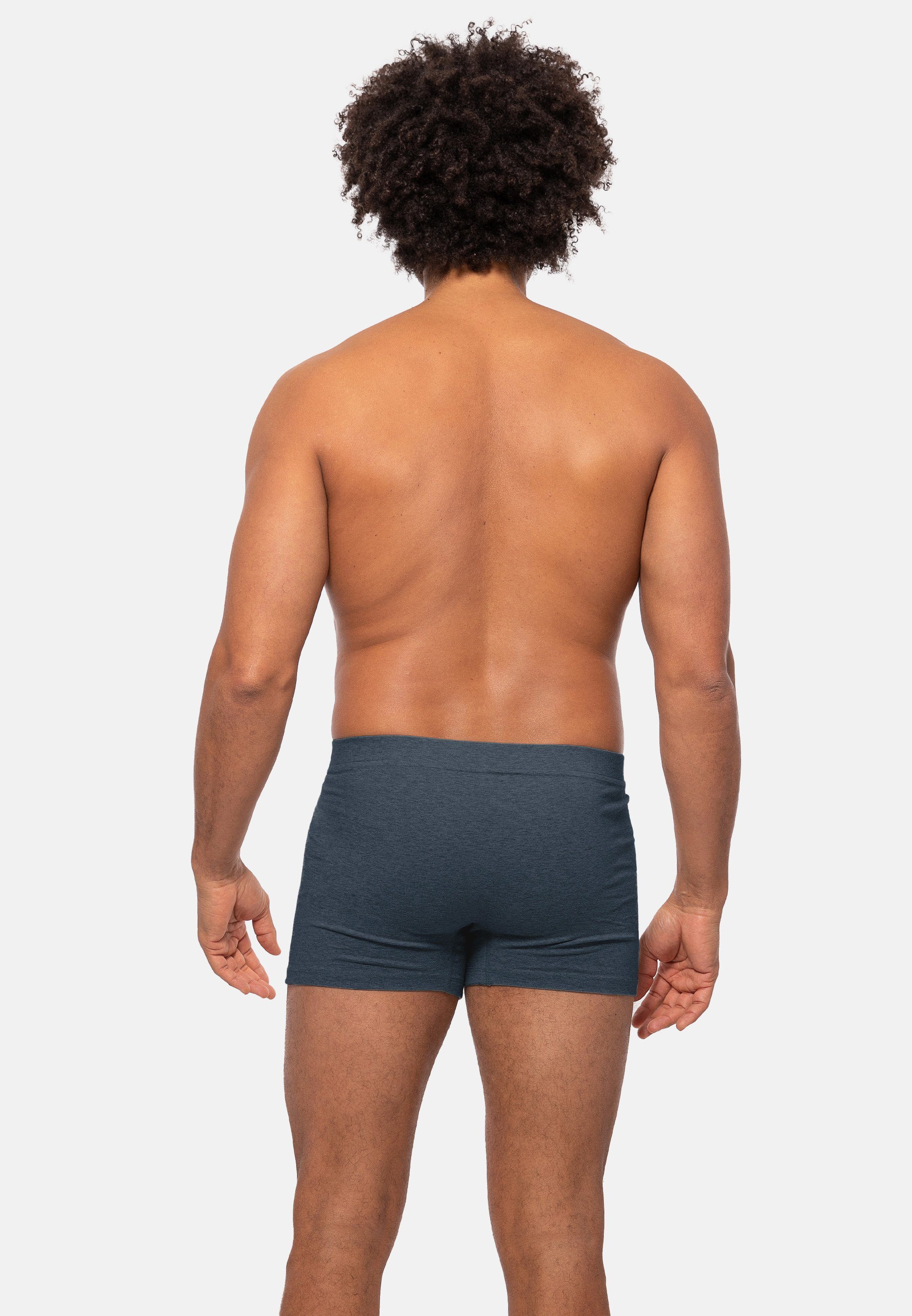 Organic Melange Boxer Pant Cotton Ohne (Spar-Set, - Melange - Pack 3-St) - Atmungsaktiv Jeans Baumwolle Short 3er Retro / Retro - Eingriff Almonu