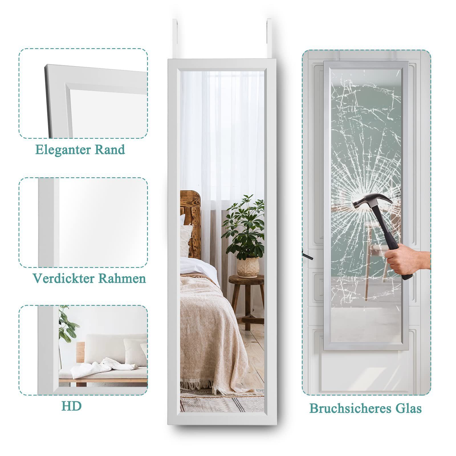 Dripex Wandspiegel Flurspiegel höhenverstellbarer Hängespiegel mit Haken
