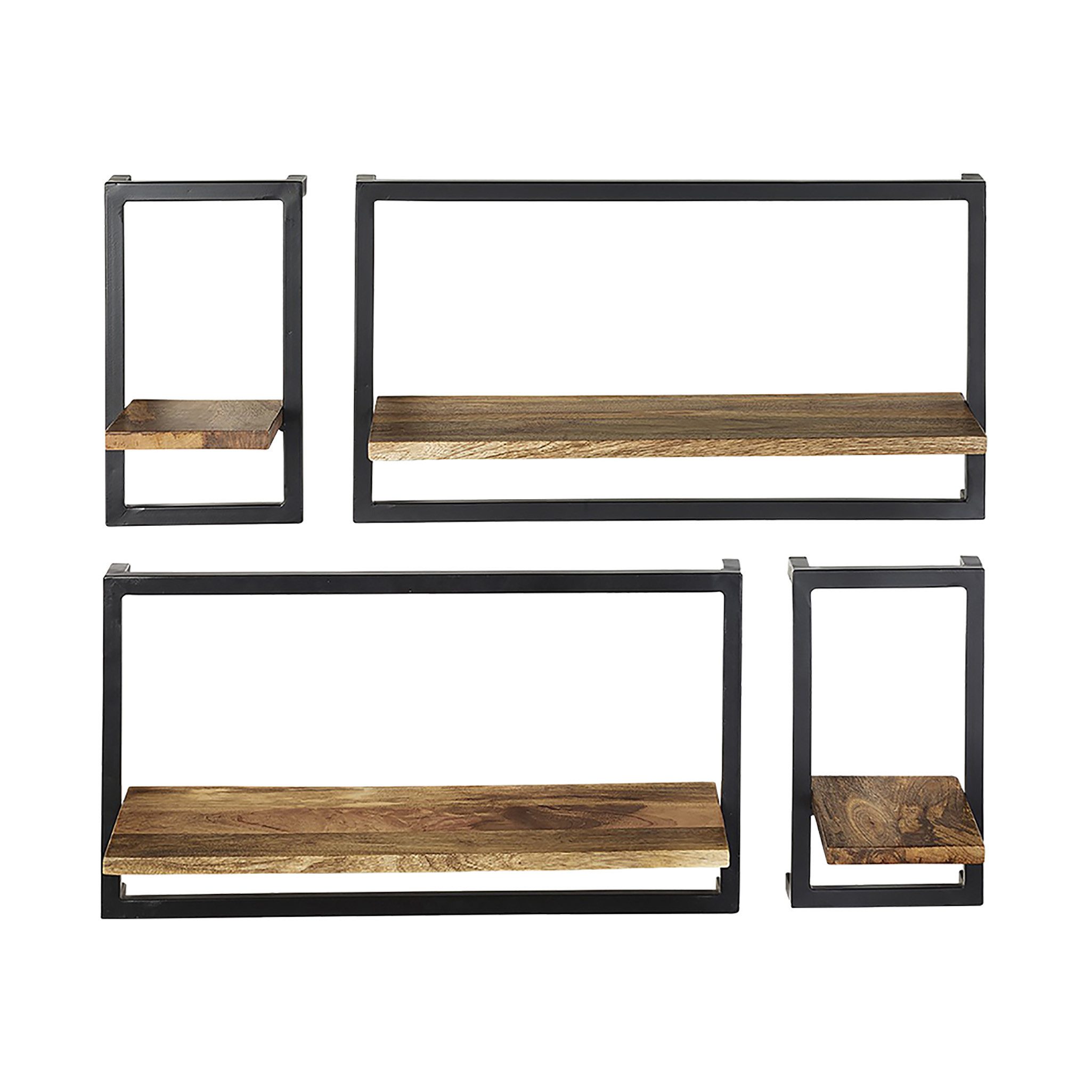 Kobolo Regal Wandregal Hänge aus Mangoholz und Metall - 4er Set günstig online kaufen