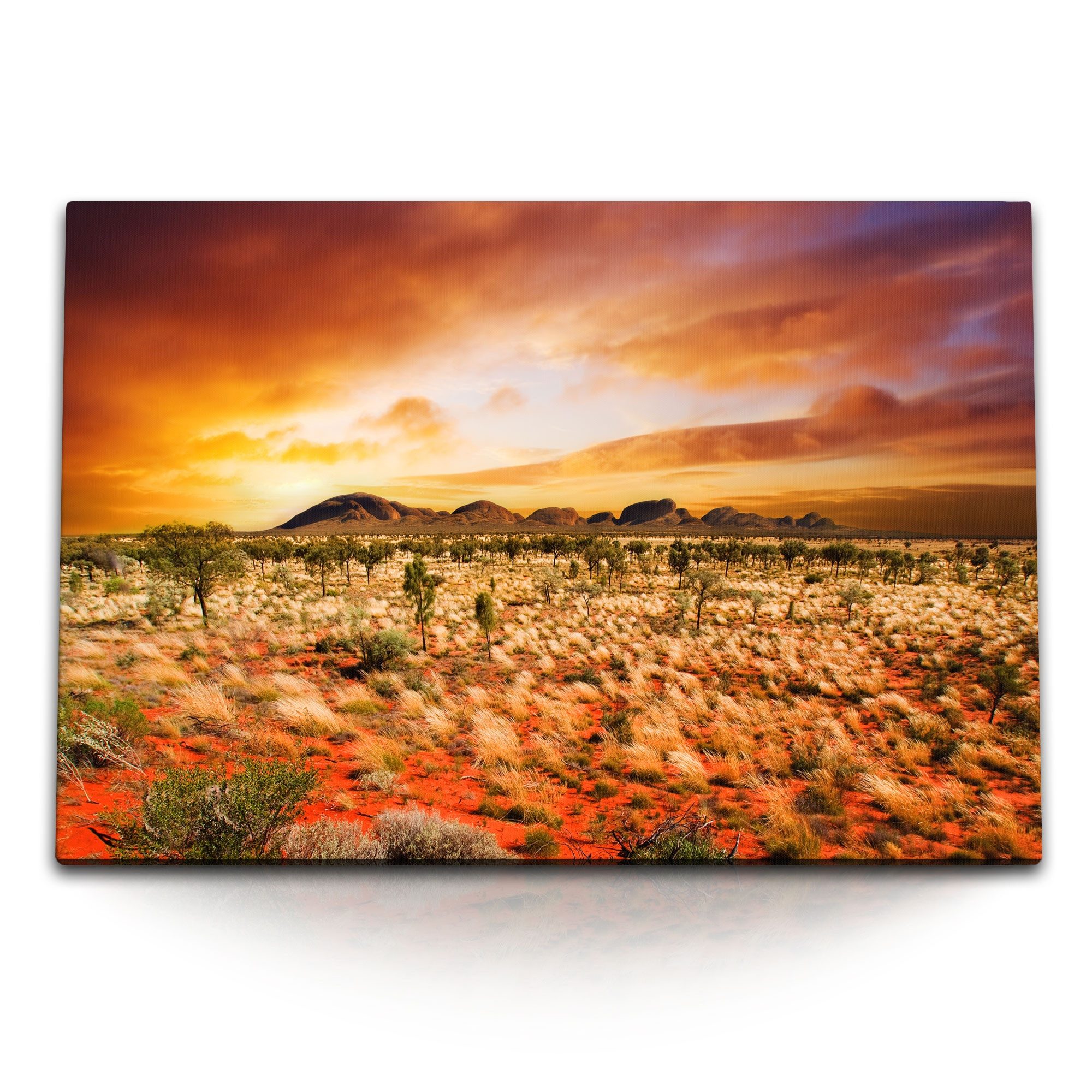 Sinus Art Leinwandbild 120x80cm Wandbild auf Leinwand Australien Outback Landschaft Steppe Ro, (1 St)