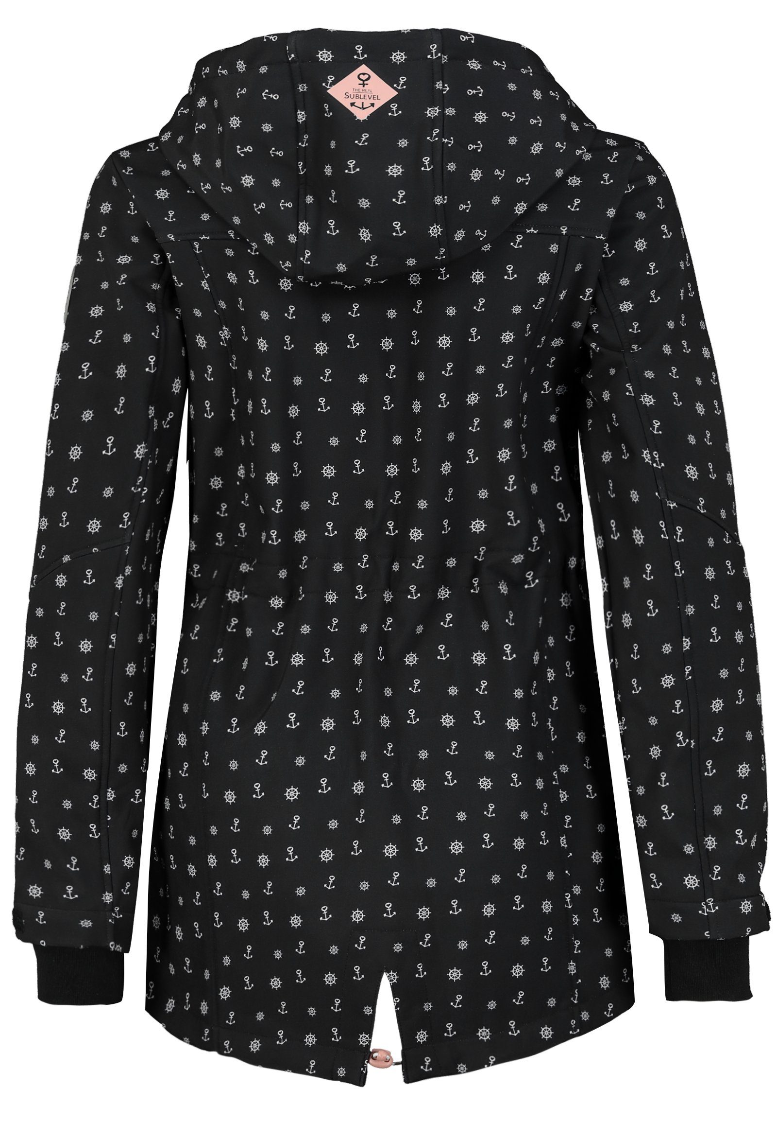 Print black SUBLEVEL Allover Softshelljacke Softshelljacke mit