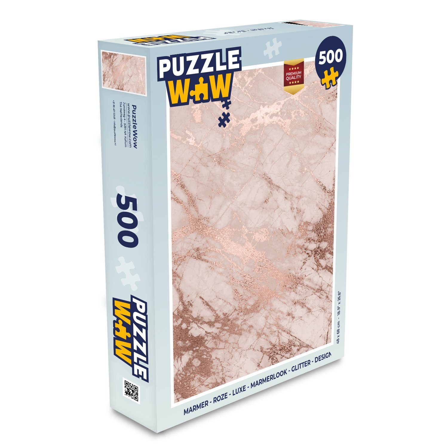 MuchoWow Puzzle Marmor - Rosa - Luxus - Marmoroptik - Glitzer - Design, 500 Puzzleteile, Foto-Puzzle, Bilderrätsel, Puzzlespiele, Spielzeug