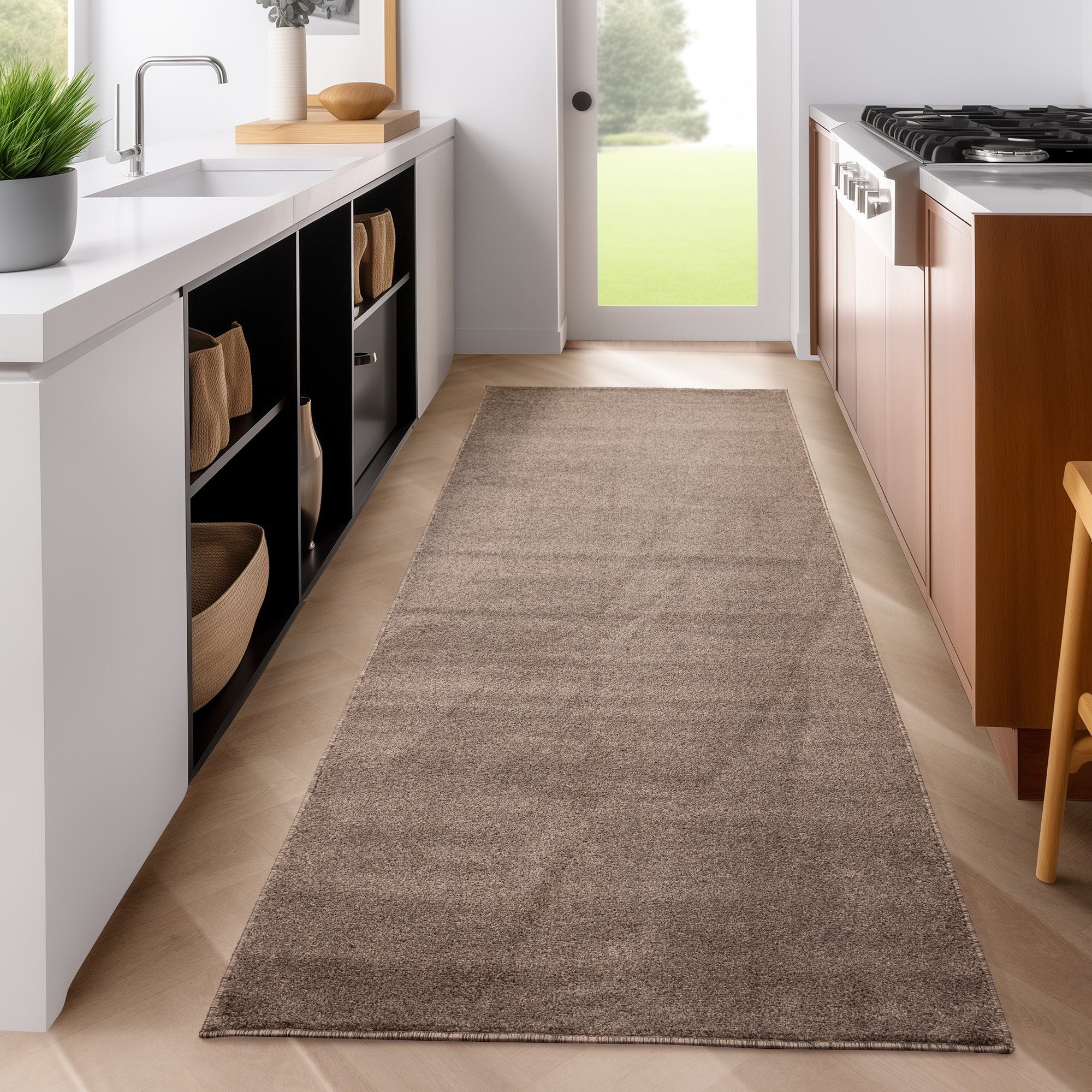 SIMPEX24 Teppich Unicolor - Einfarbig, Läufer, Höhe: 11 mm, Einfarbig Kurzflor Teppich Wohnzimmer Verschiedene Farben und Größen