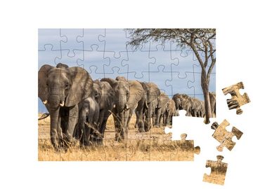 puzzleYOU Puzzle Elefanten in Afrika, Tansania, 48 Puzzleteile, puzzleYOU-Kollektionen Kenia, Safari, Savanne