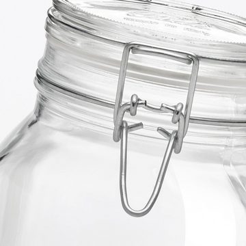 Bormioli Rocco Vorratsglas Fido, Glas, (Set, 6-tlg., 6 Stück, 2,0l Fassungsvermögen), luftdicht verschließbar, mit Bügelverschluß