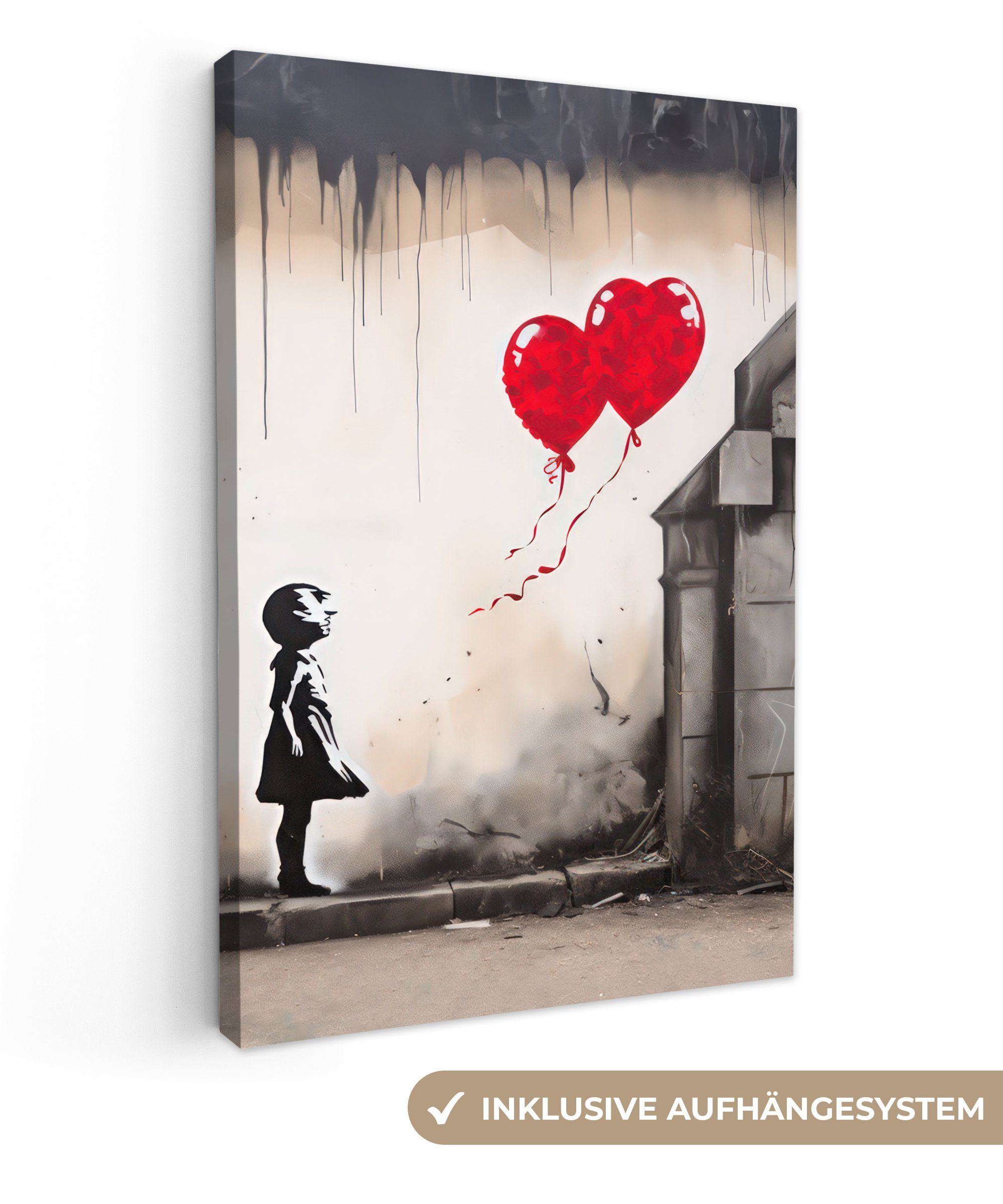 OneMillionCanvasses® Leinwandbild Kunst - Mädchen - Luftballons - Herz - Gr günstig online kaufen