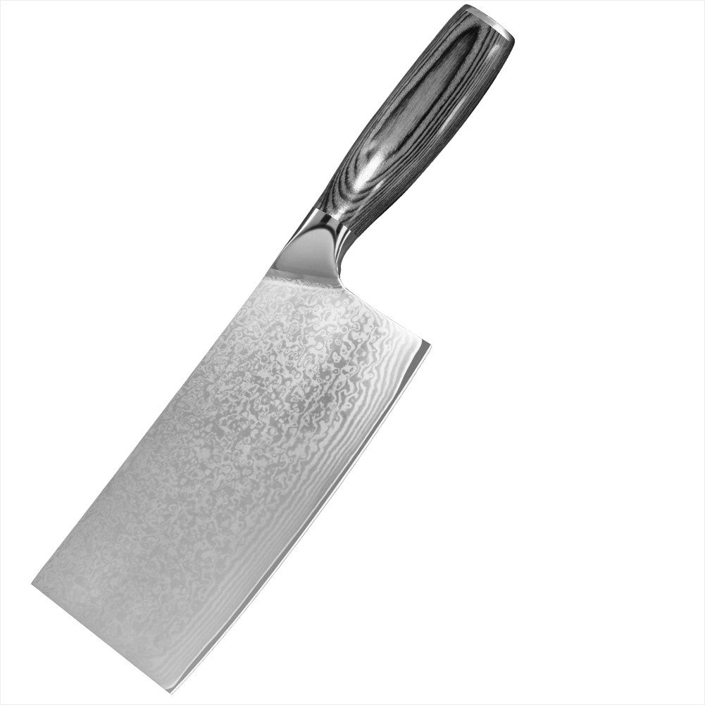 KingLux Damastmesser 18CM Damast Hackmesser aus VG10 Damaststahl Fleisch Gemüse Spaltmesser