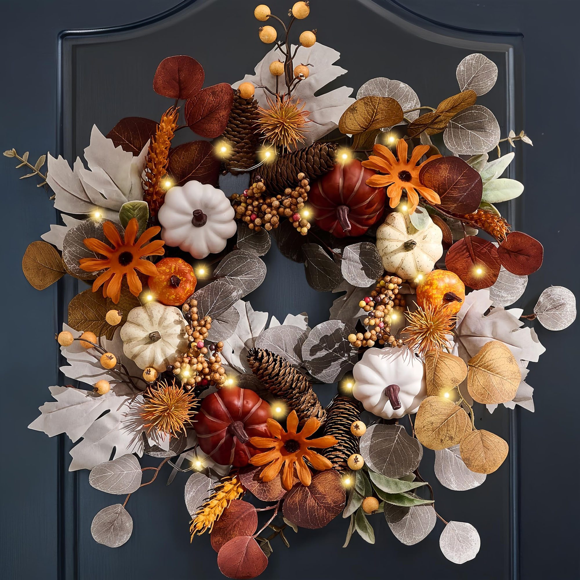 Diwzbyn Dekokranz 45cm Herbst-Beerenkranz, Herbstlicher Türkranz, geeignet für Haustüren, Veranden und Thanksgiving-Erntedekoration – Bild 2 von 5