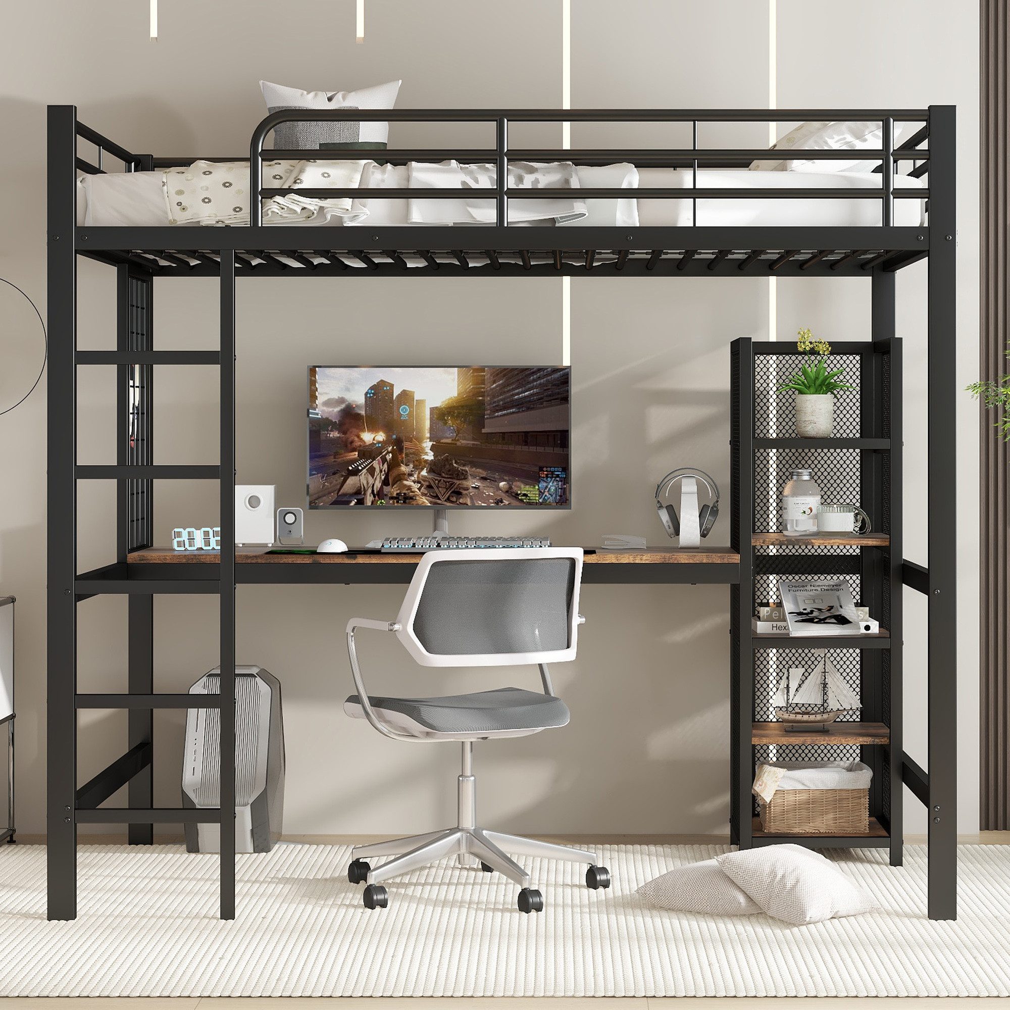 Merax Hochbett (1-St., Jugendbett Eisenbett Metallbett günstig online kaufen