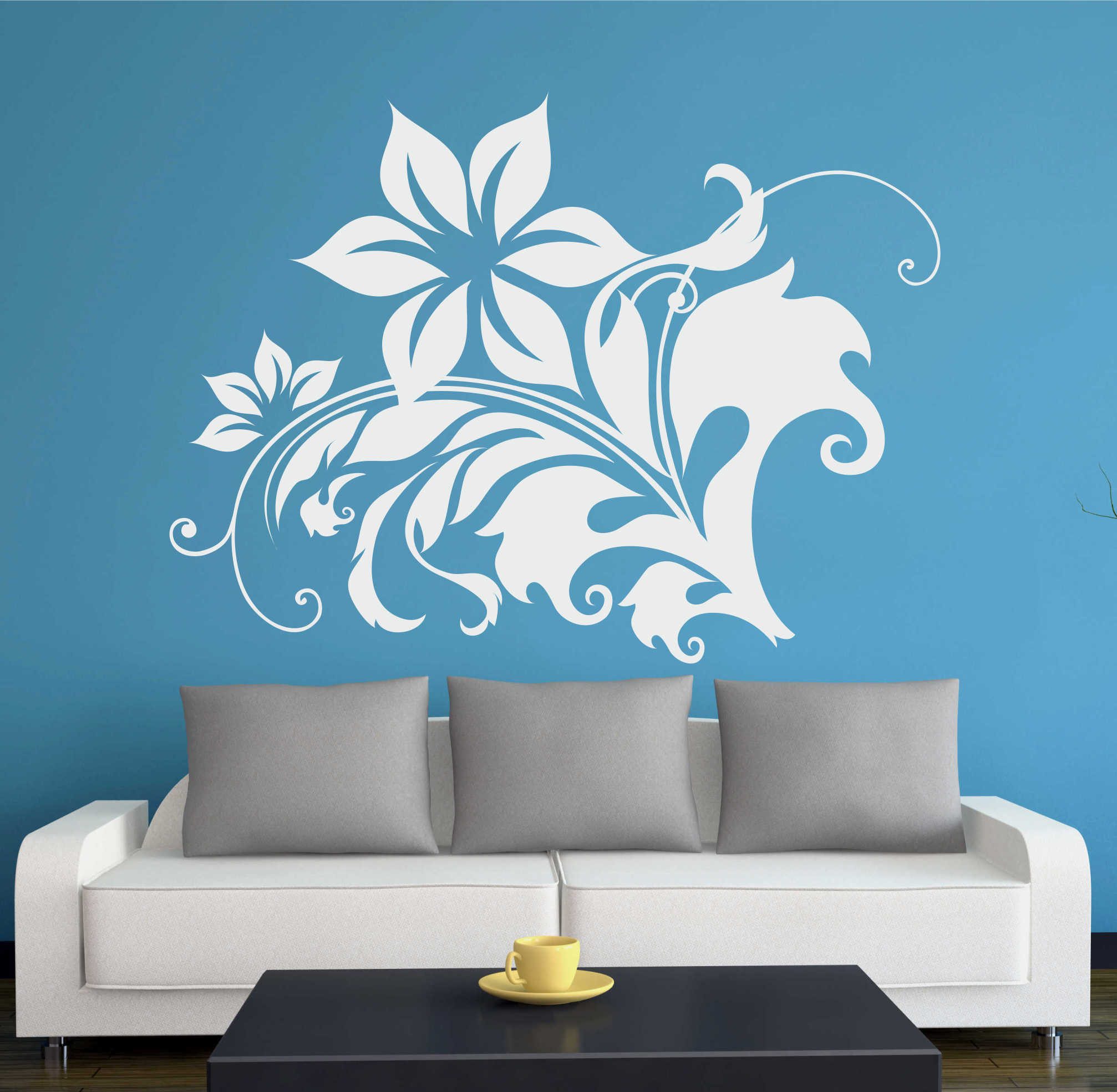 INDIGOS UG Wandtattoo Wandtattoo - Wandaufkleber - w312 Blume Rose Ranke Baum Pflanze