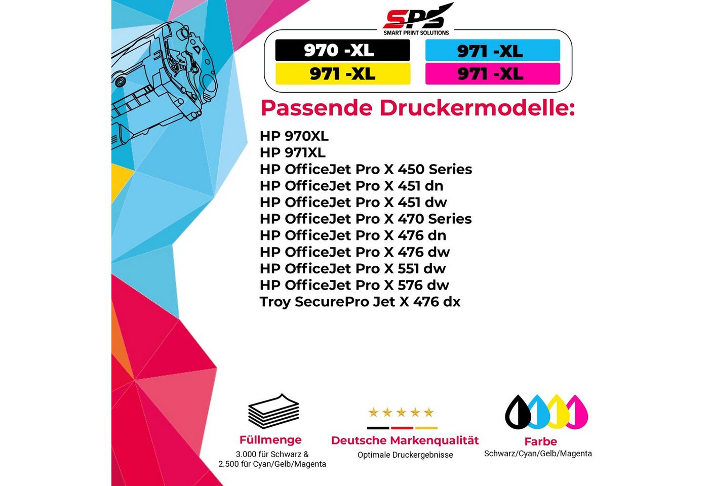 Thumbnail - SPS Kompatibel für HP Officejet Pro X476 971XL CN628AE Tintenpatrone (1er Pack)