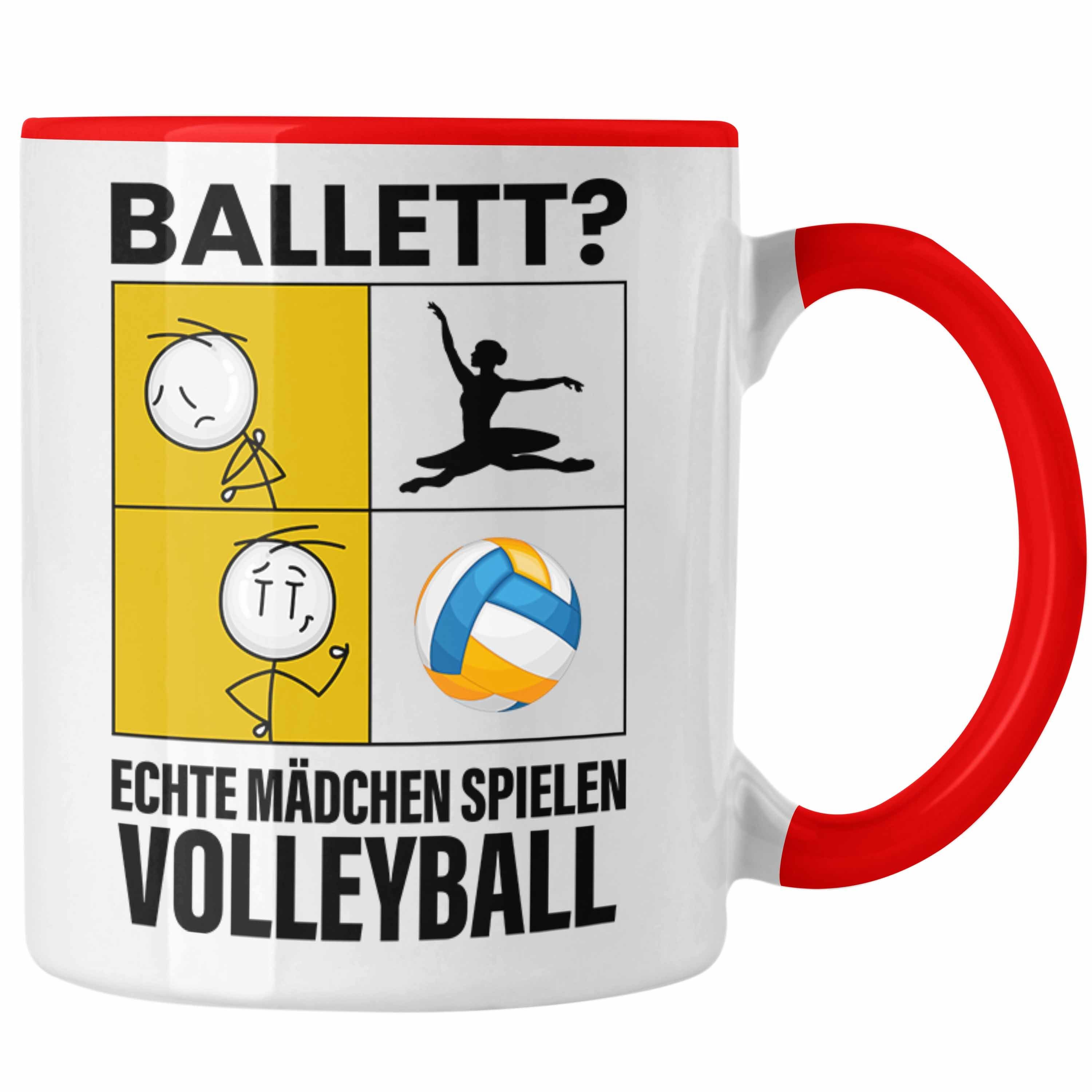Trendation Tasse Volleyball Mädchen Tasse Sport Geschenk Frauen Echte Mädchen Spielen V Rot