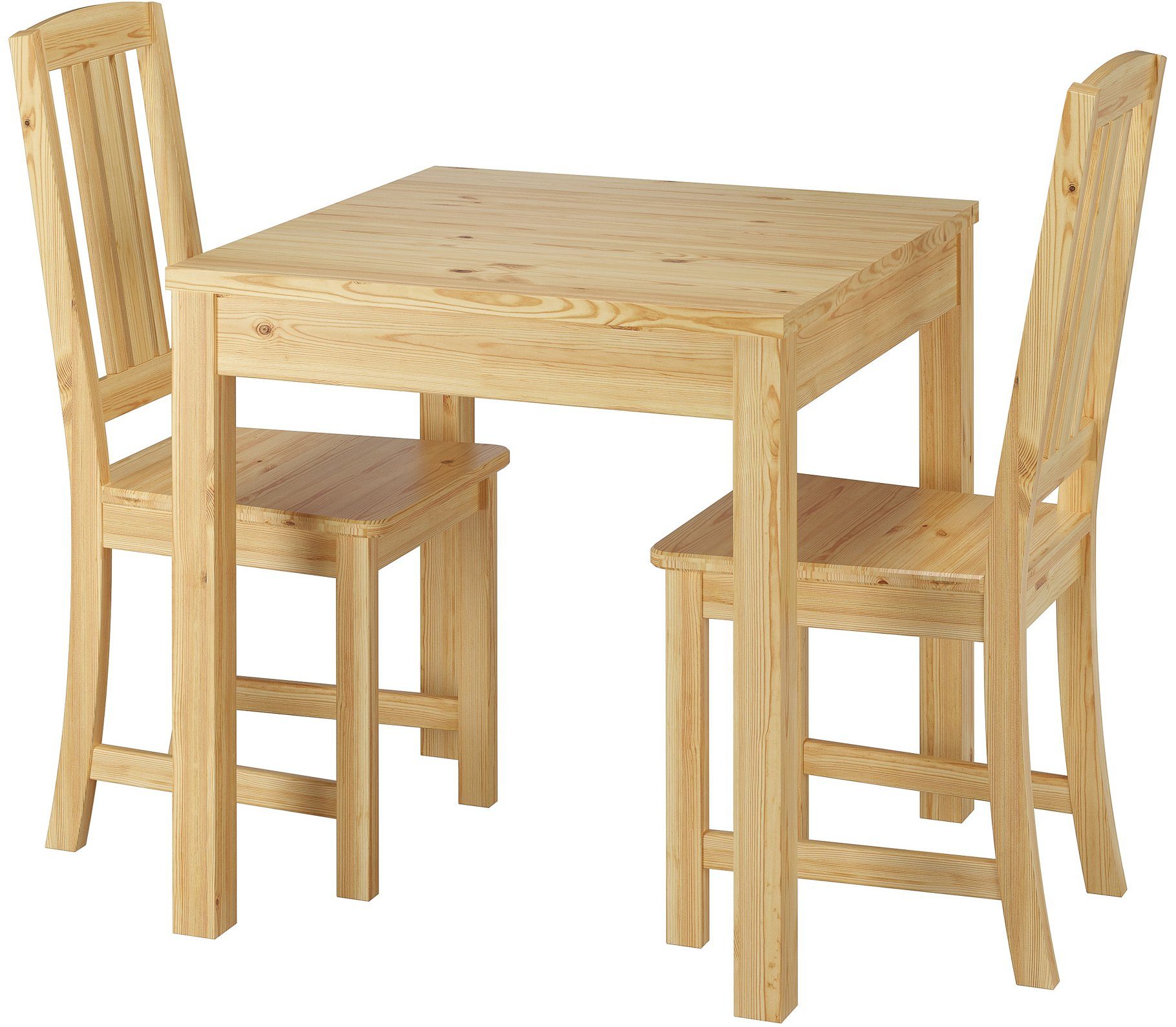 Essgruppe ERST-HOLZ Massivholz Kiefer Stilvolle Tisch kleine natur und 2 Stühle Essgruppe