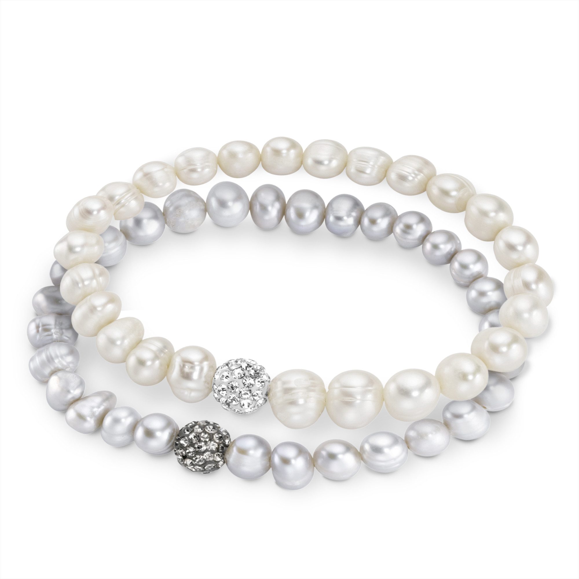 Firetti Armband Set Multipack Schmuck Geschenk Armschmuck Armketten (Set), mit Kristallstein - mit Süßwasserzuchtperle