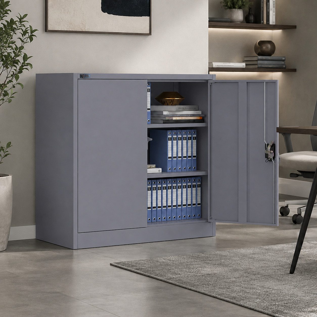 Makika Aktenschrank Büroschrank abschließbar 40x90x90cm in Anthrazit