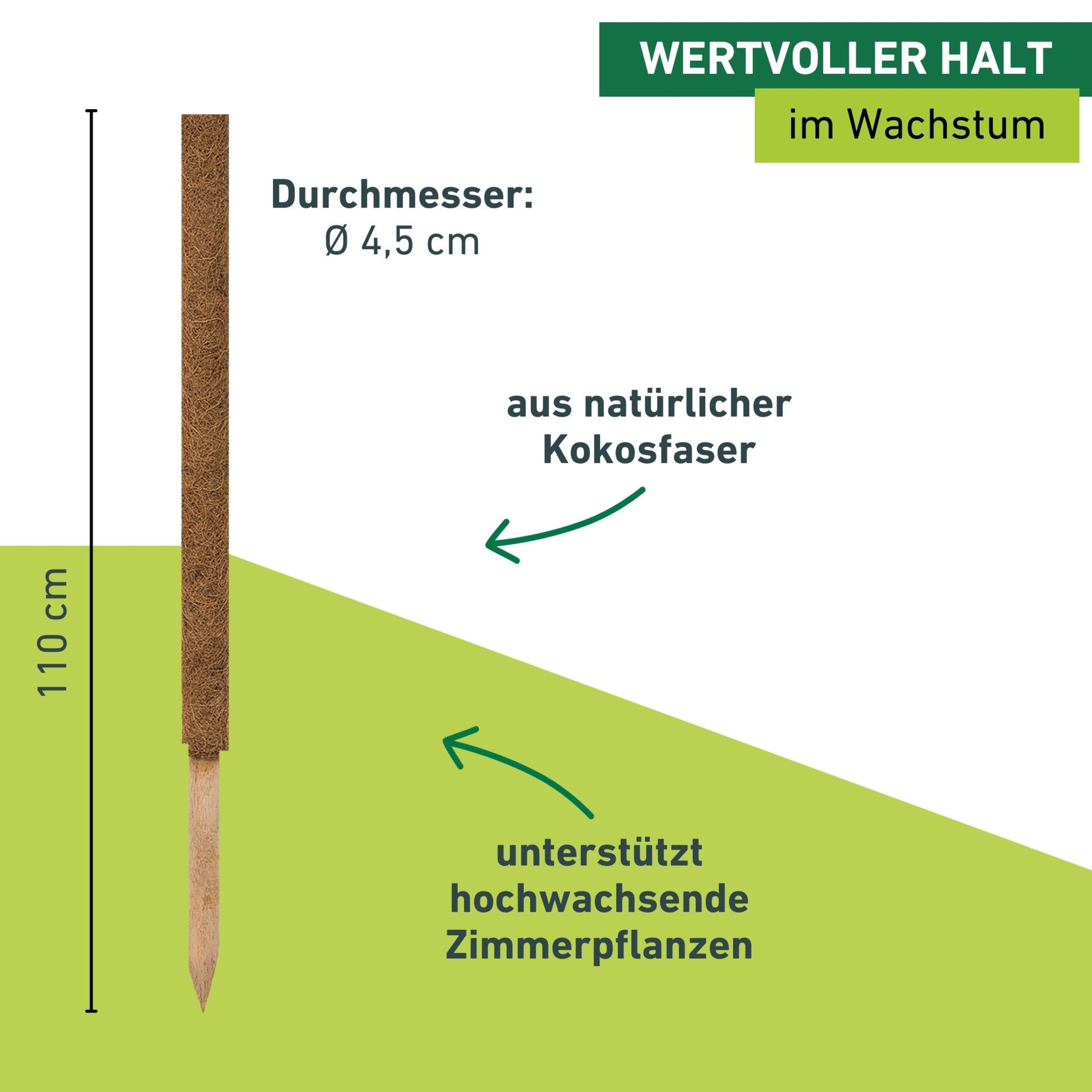 Windhager Rankhilfe aus Kokos, Pflanzstäbe verlängerbar, Ø 4,5 cm, Rankstab, 1 St., für hochwachsende Zimmerpflanzen, erhältlich in 60, 80 oder 110 cm