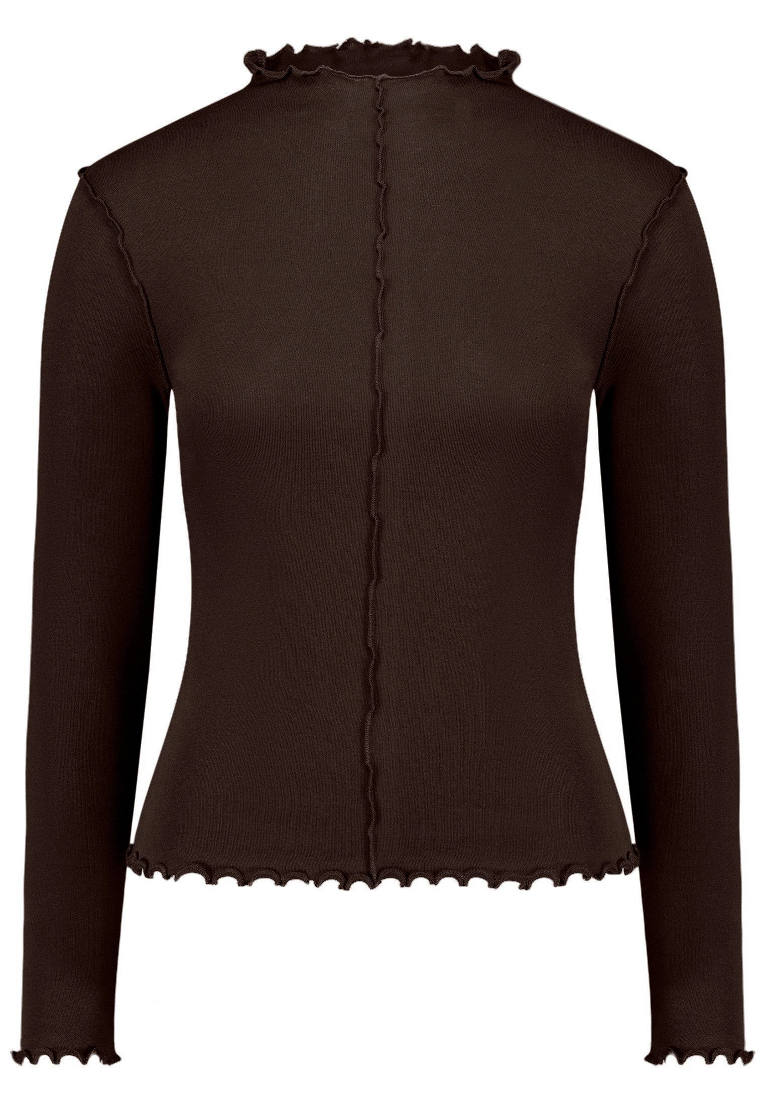 Zero Kurzarmshirt Damen unifarben (1-tlg) mit Wellenkante