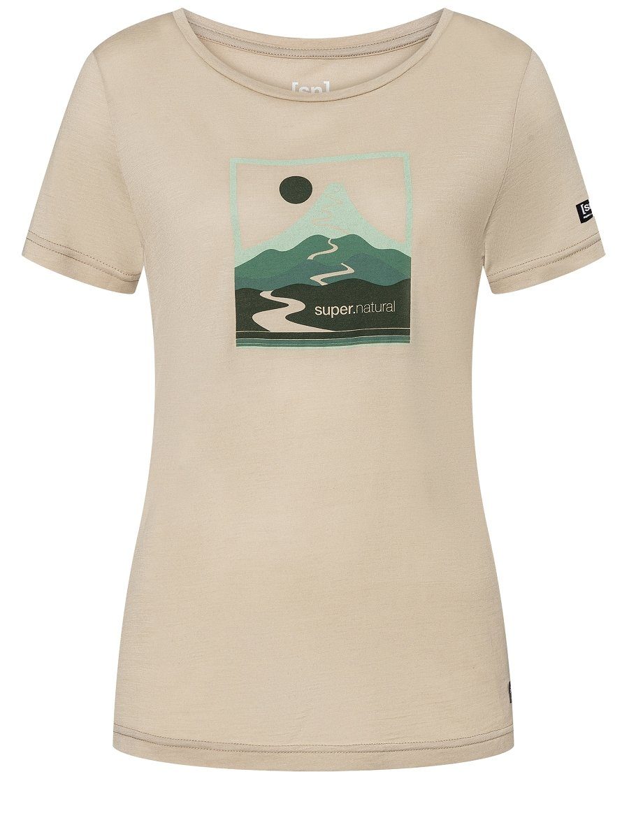 White TEE Print-Shirt Merino-Materialmix TRACE Merino W T-Shirt Pepper/Various HILL SUPER.NATURAL funktioneller