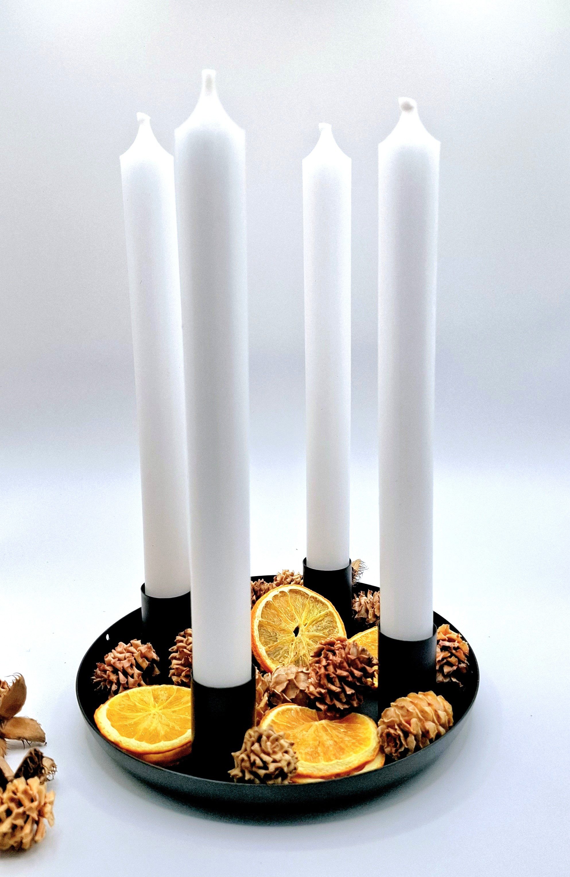 meytrade Adventskranz mit 4 weißen Kerzen, Winter Streuartikel und Dekoschale, 24 Teile im Set